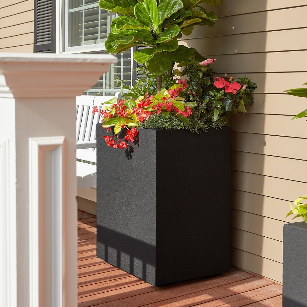 Greige Polystone Tall Rectangular Planter 23"L x 18"W x 30"H for Outdoor & Indoor