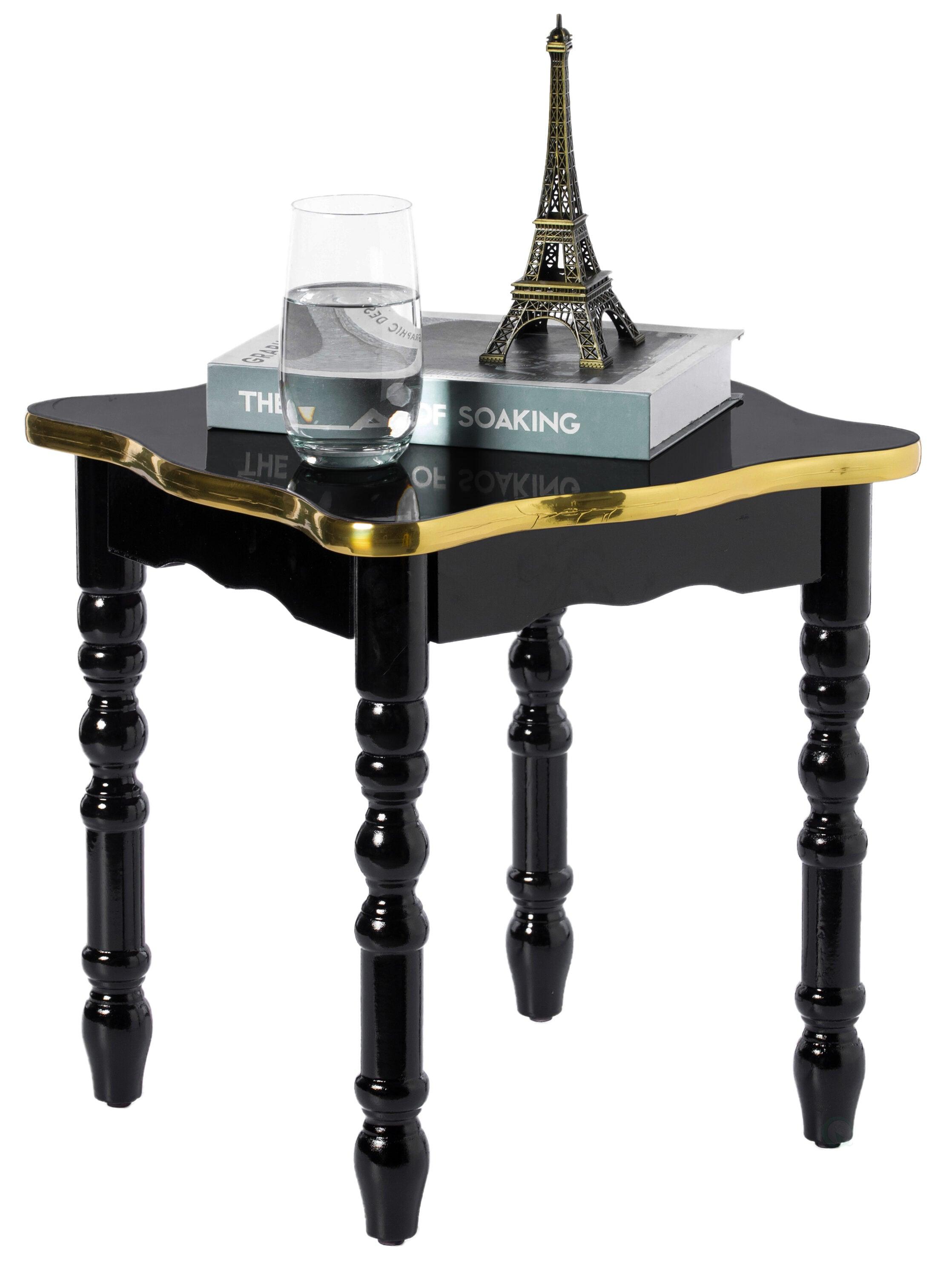 Fabulaxe Square Wooden Side Table, Living Room Accent End Table, Gold and Brown