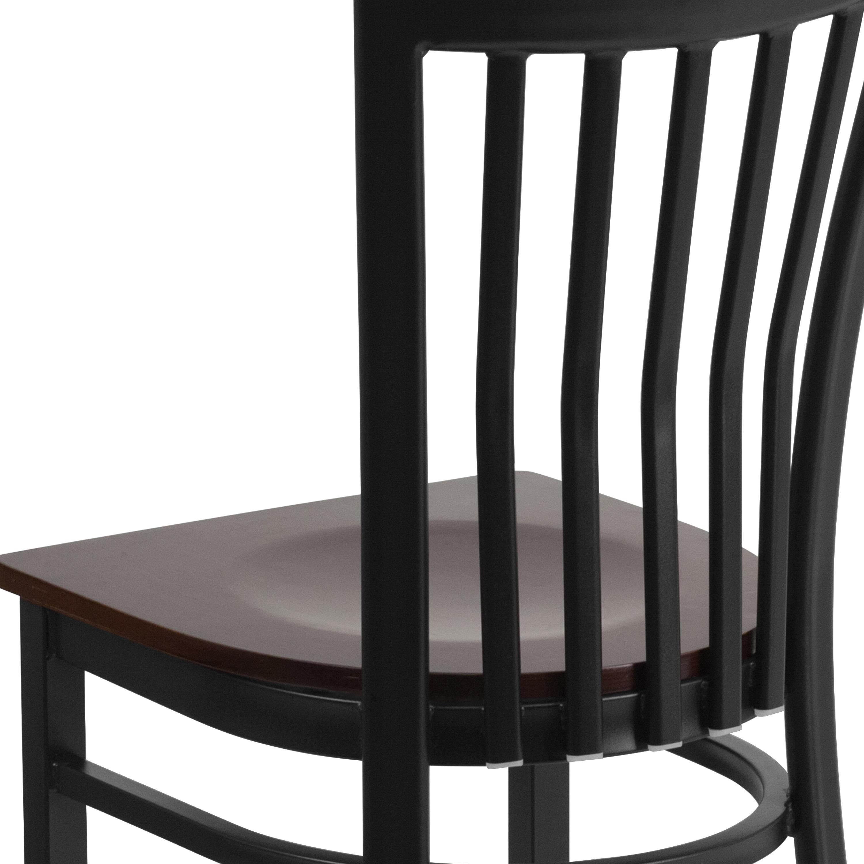 Flash Furniture HERCULES Series Black School House Back Metal Restaurant Chair - Walnut Wood Seat