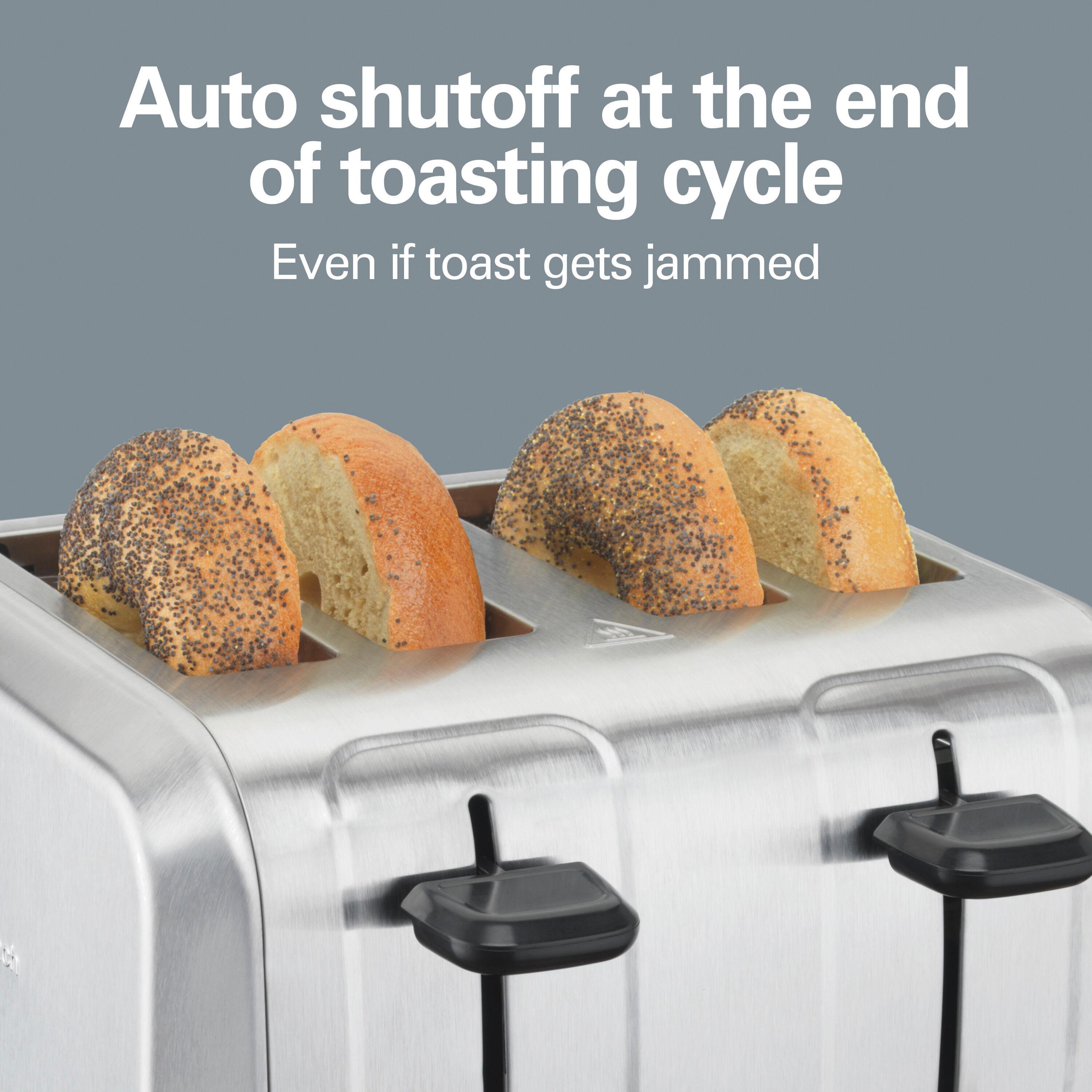 Hamilton Beach® Brushed Stainless Steel 4-Slice Toaster with Extra Wide Slots for Bagels, Shade Selector, Toast Boost, Slide-Out Crumb Tray, Auto-Shutoff and Cancel Button