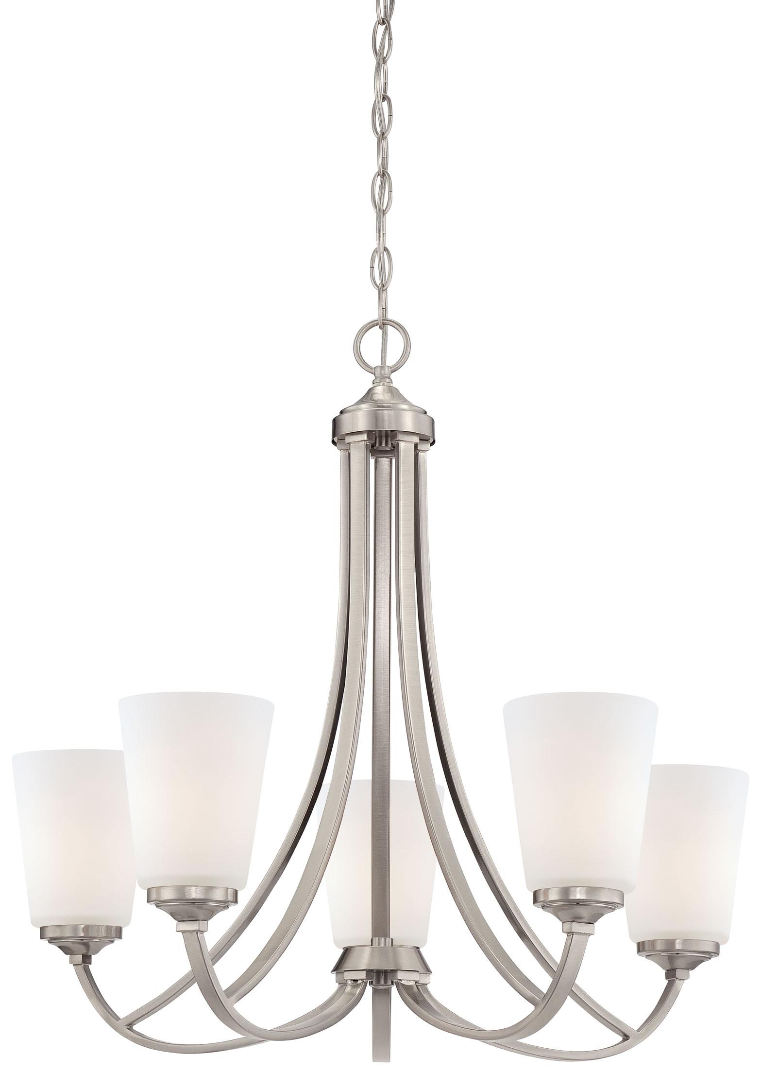 Minka Lavery Chandelier Lighting 4965-84, Overland Park Glass 1 Tier with Shades, 5 Light, Nickel