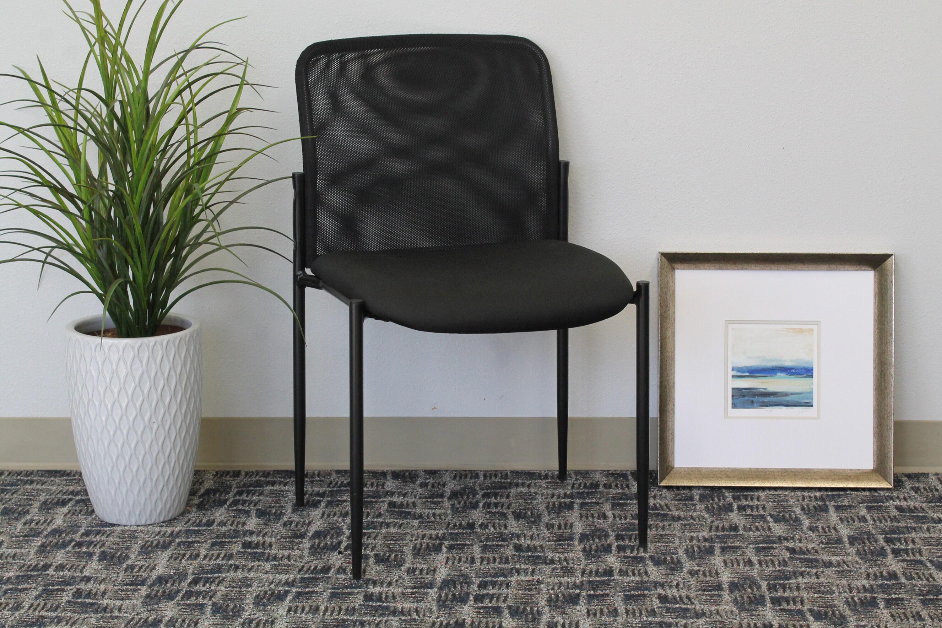 Mesh Guest Chair Black - Boss Office Products: Armless, Stackable, Metal Frame