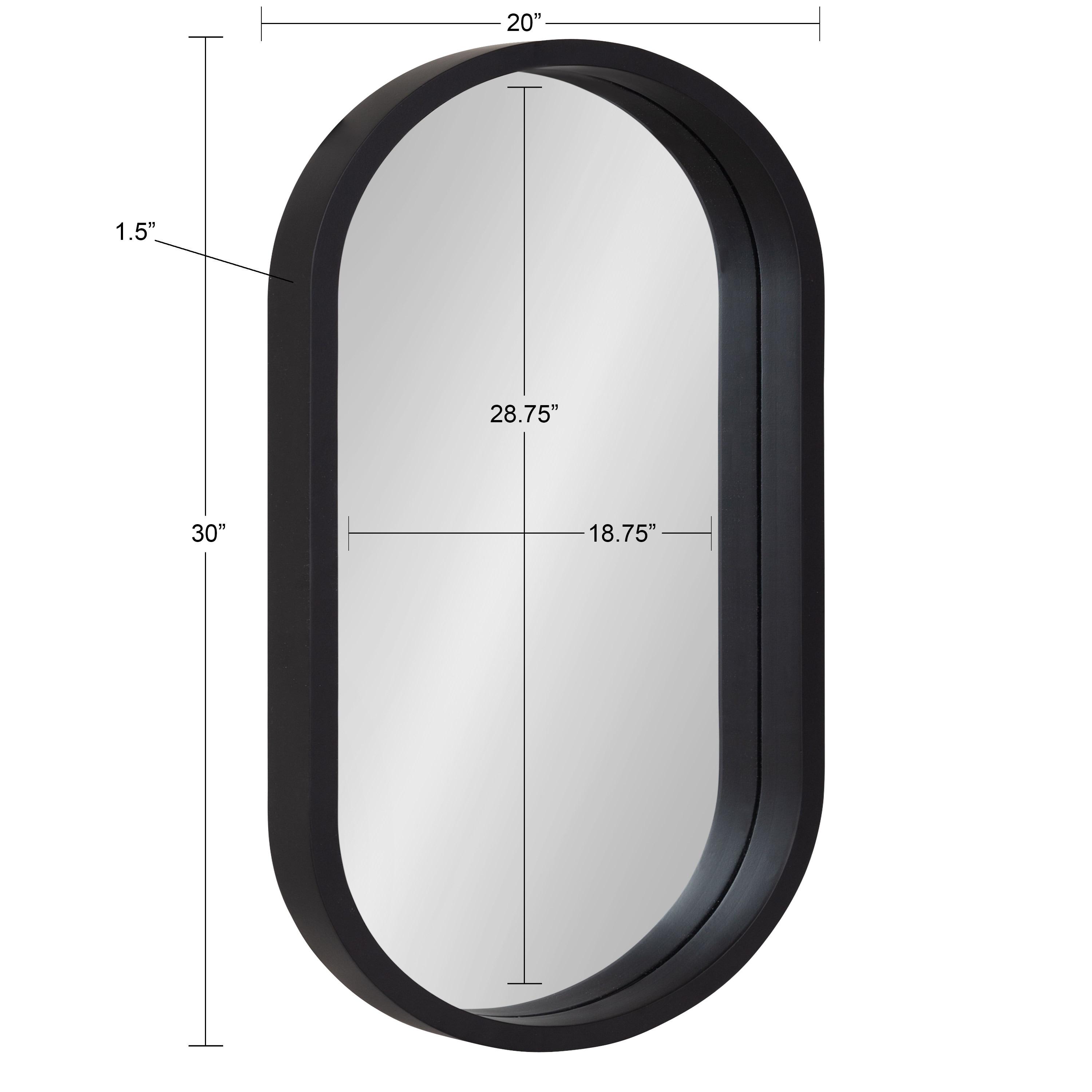 20" x 30" Travis Oval Wall Mirror Black - Kate & Laurel All Things Decor: Modern Style, MDF Frame, No Assembly Required
