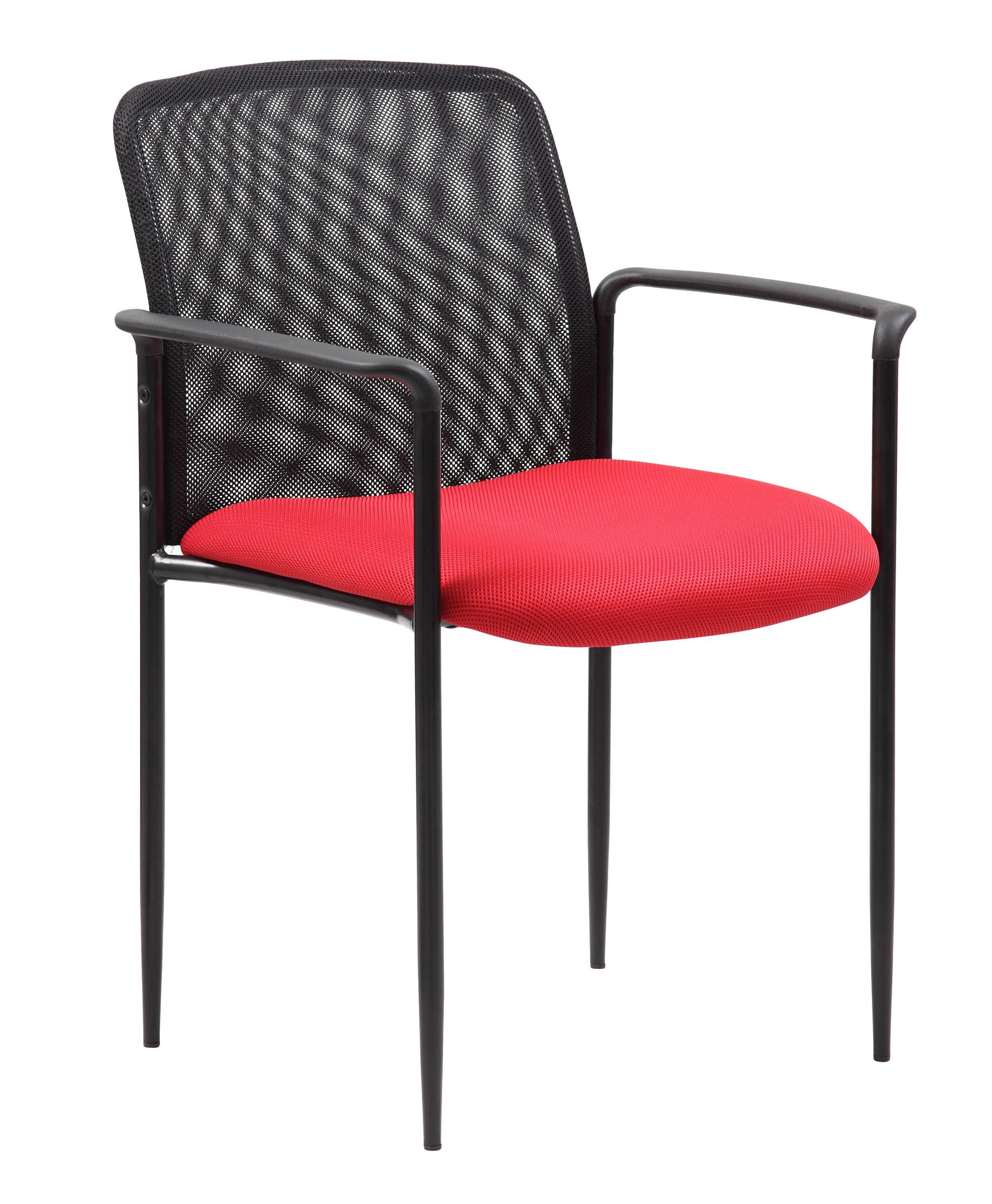 Boss Office Products Office Chair Red: Mesh Upholstered, Fixed Arms, Steel Legs, Powder-Coated Finish