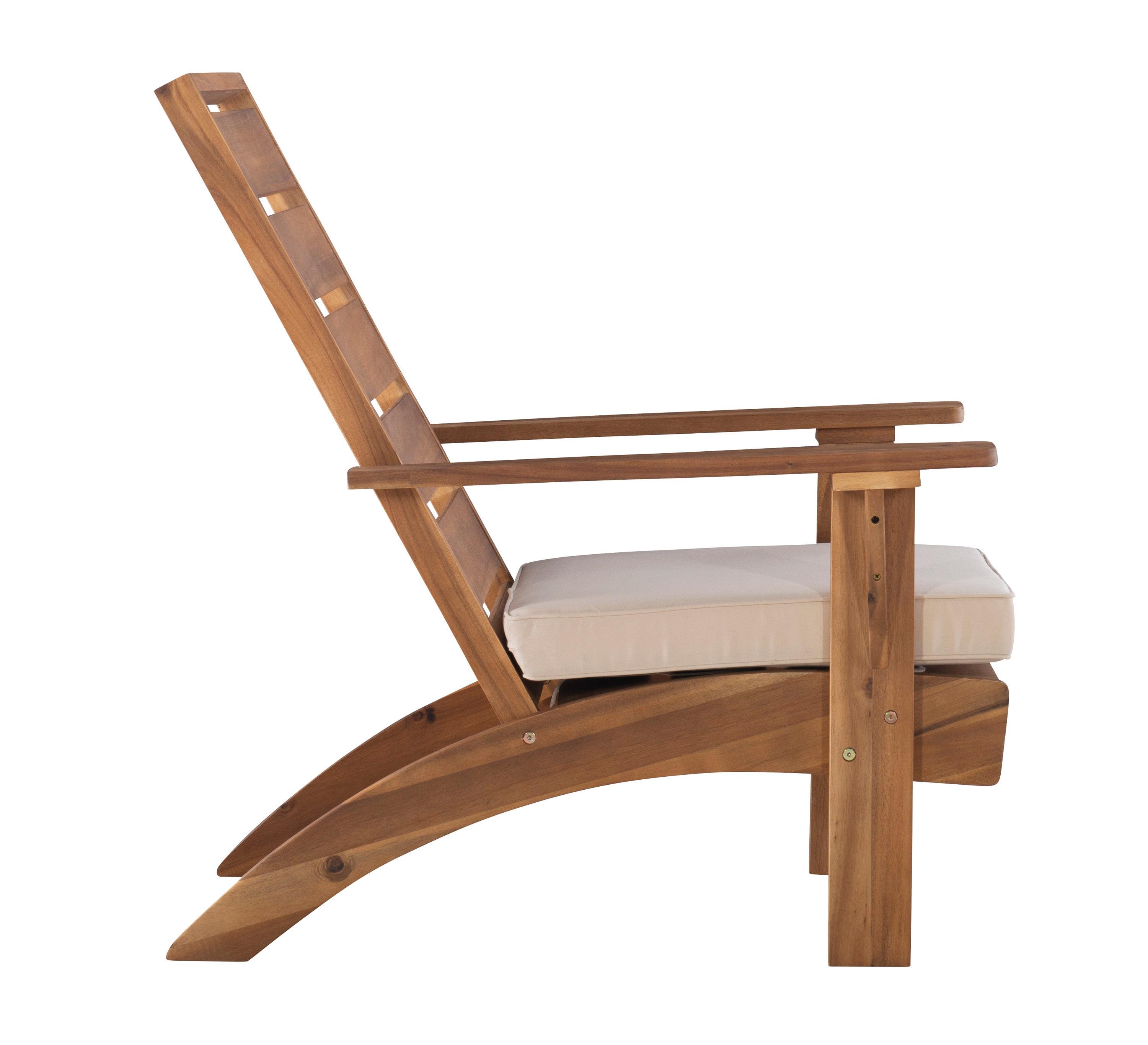 Rockport Outdoor Acacia Wood Chair with Cushion Brown - Linon: Porch Seating, Polyester Fabric, Foam Fill