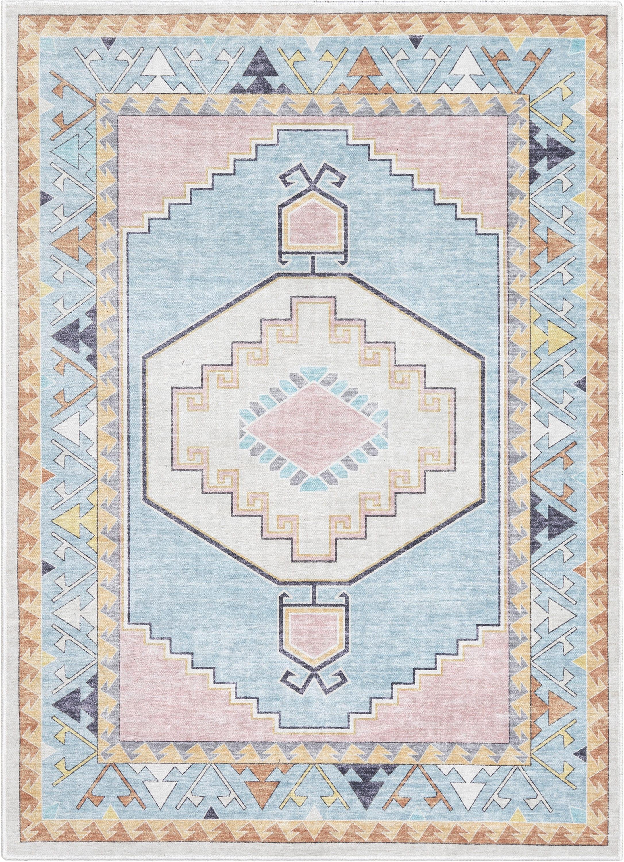 Apollo Well Woven Kids Rugs Ethnic Soft Medallion Modern Pink Area Rug