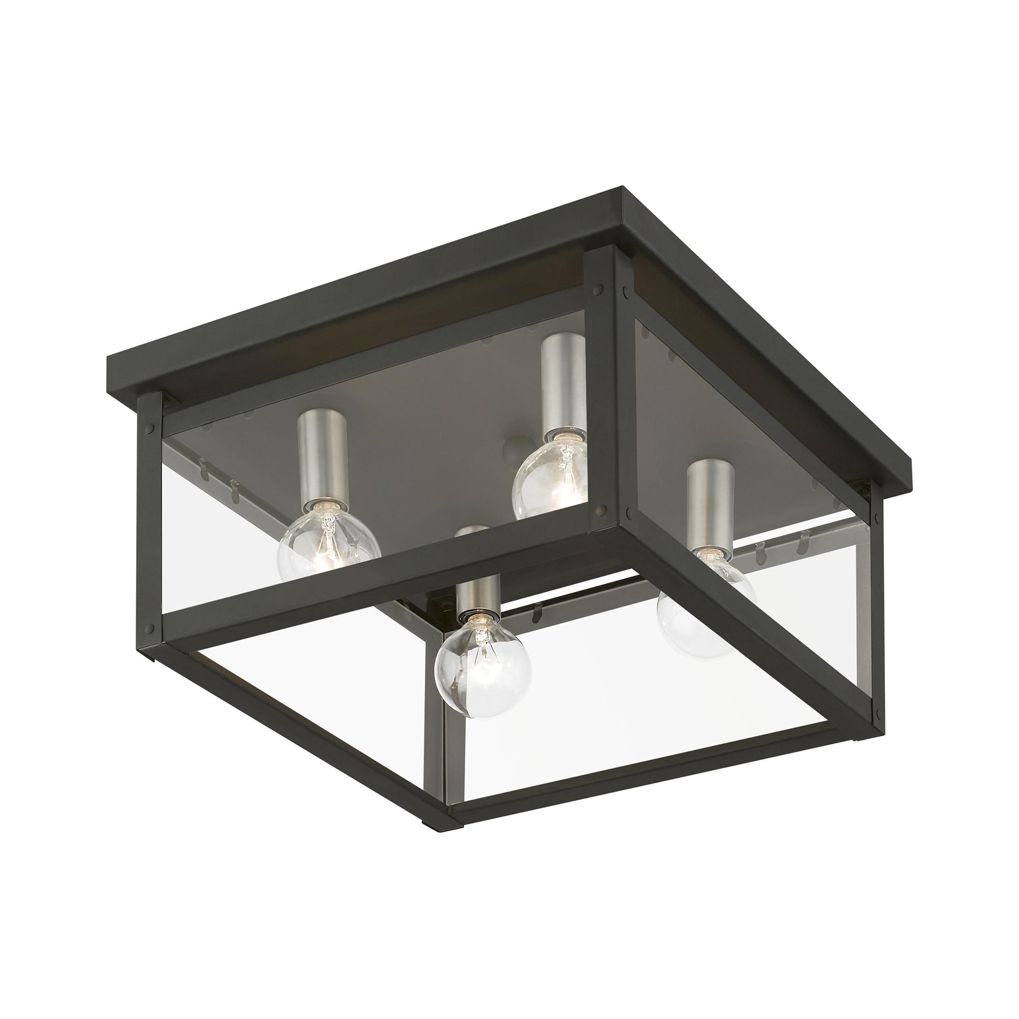 Livex Lighting 4032 Milford 4 Light 11" Wide Flush Mount Ceiling Fixture - Black / Brushed