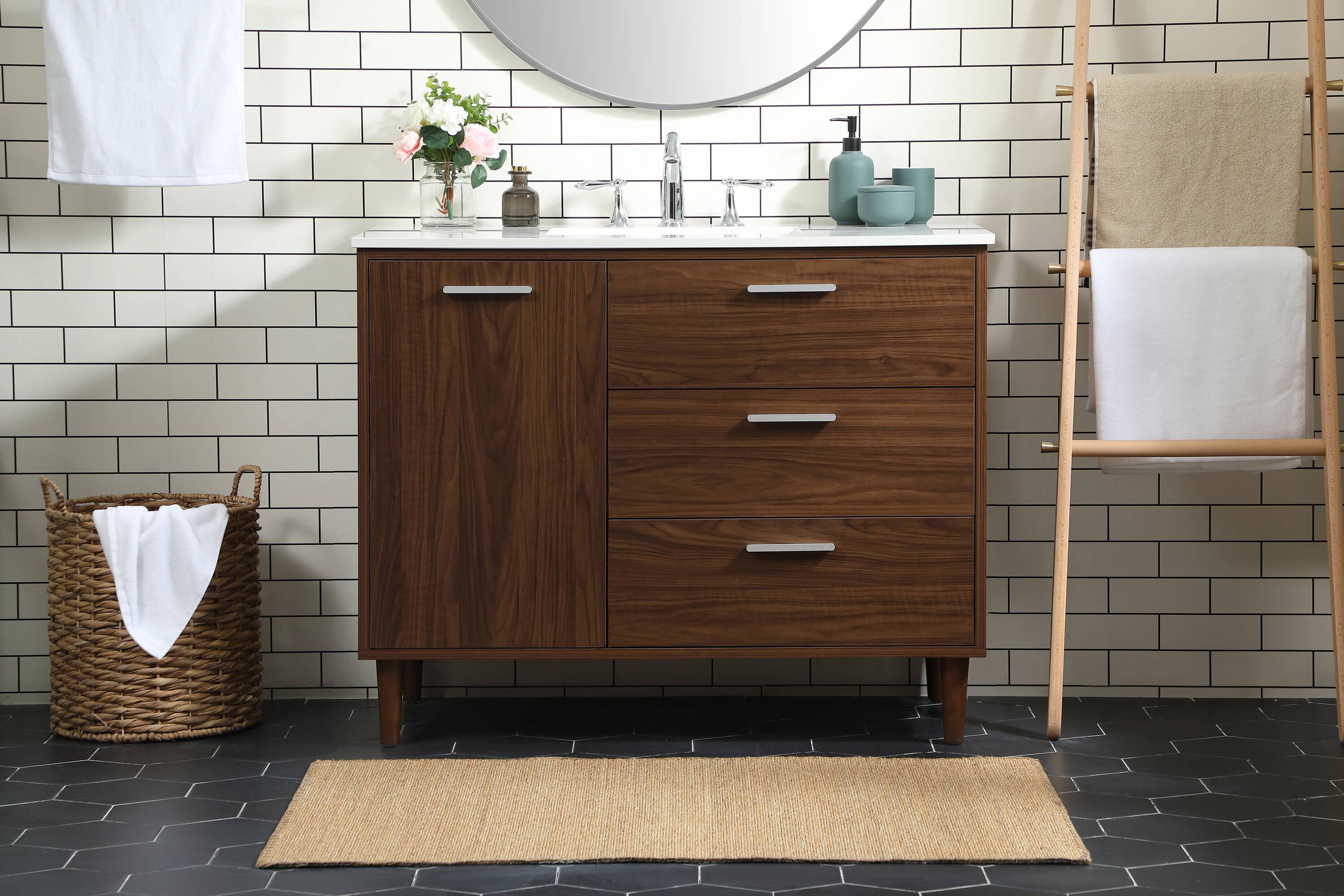 Burroughs 42'' Single Bathroom Vanity with Engineered Marble Top