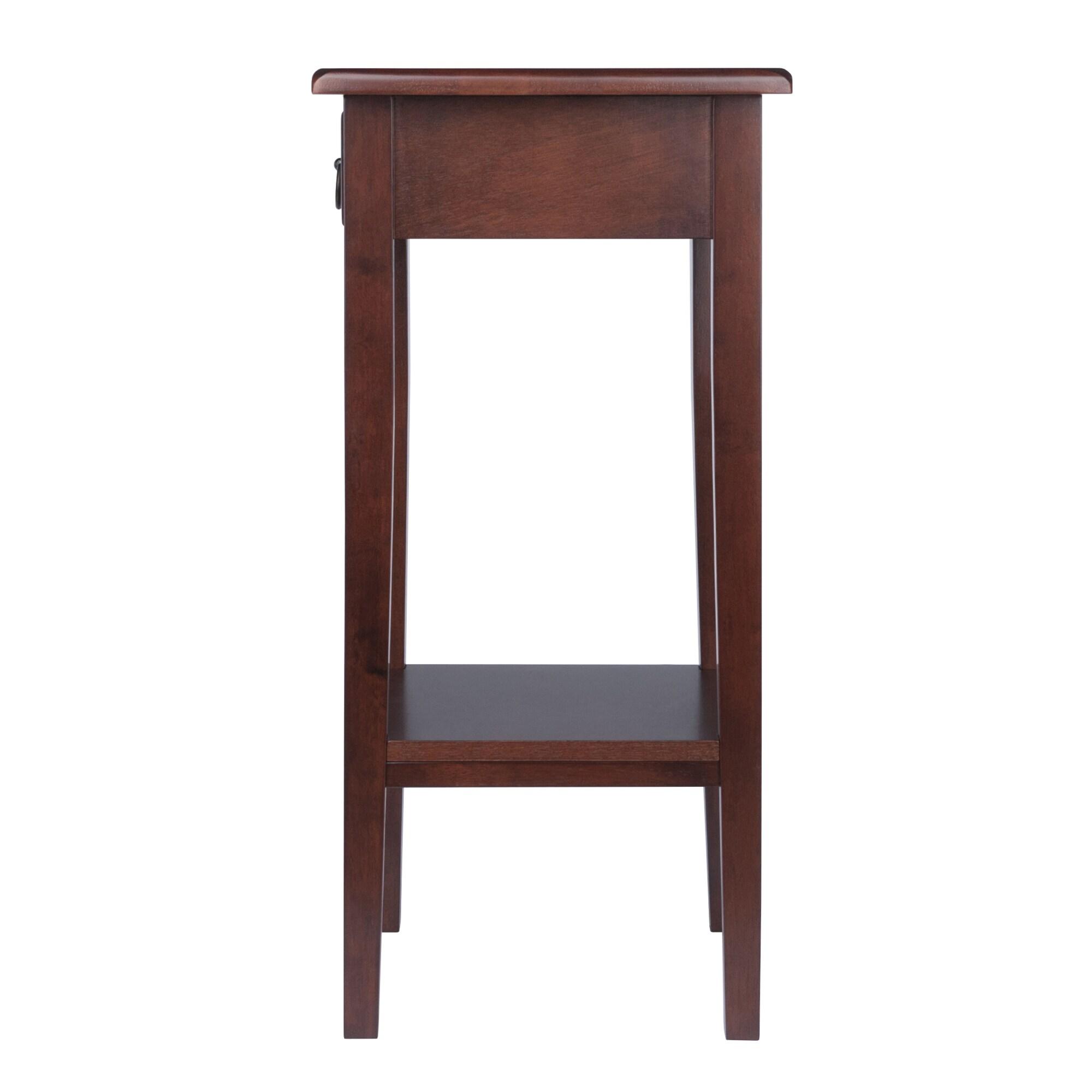 Regalia Accent Table with Drawer, Shelf - Antique Walnut - Winsome: Small Telephone Stand, Occasional Storage