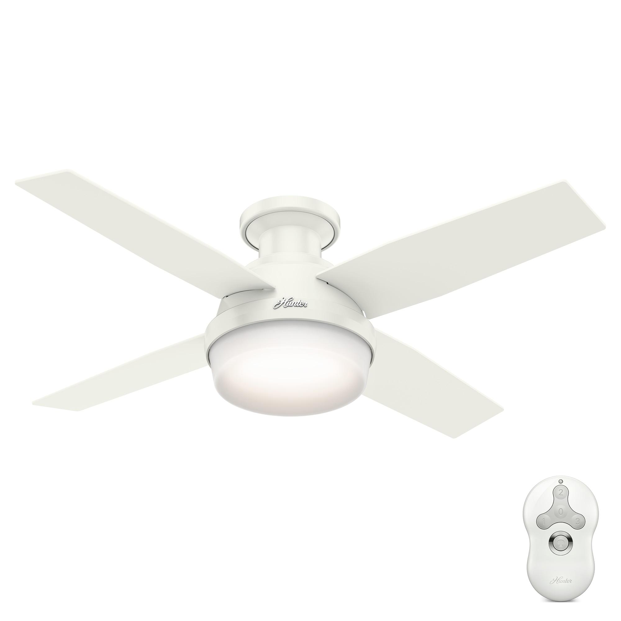 Dempsey Low Profile 44" 4 - Blade Indoor Flush Mount Small Room Ceiling Fan with Lights and Remote