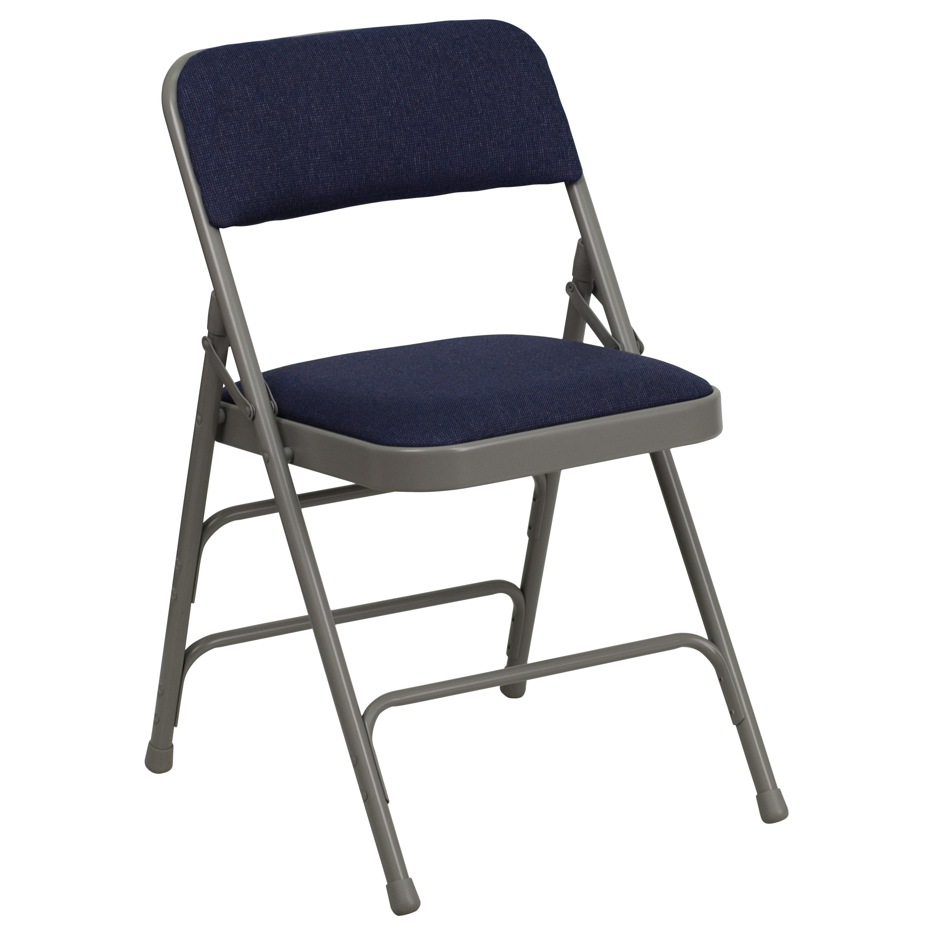 Flash Furniture 2 Pack HERCULES Series Curved Triple Braced & Double Hinged Navy Fabric Metal Folding Chair