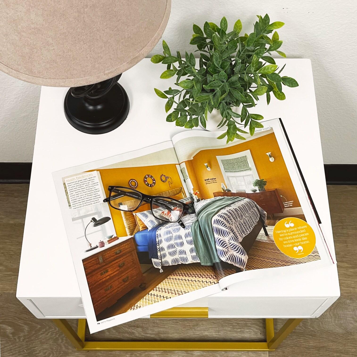 LuXeo LuXeo Catalina One Drawer Nightstand with Mustard Gold Legs