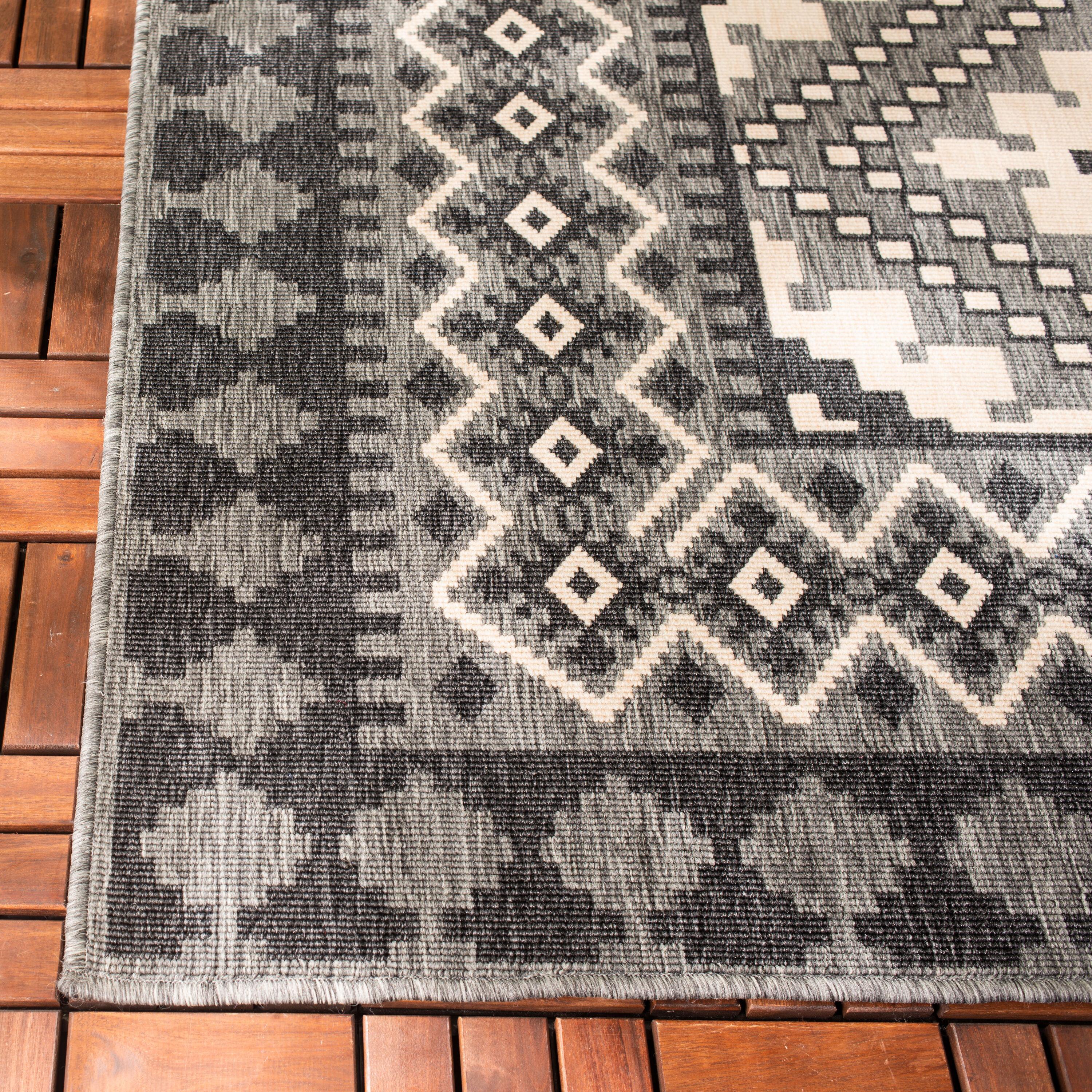 Veranda VER099 Power Loomed Indoor/Outdoor Area Rug - Ivory/Charcoal - 3'x3' - Safavieh.