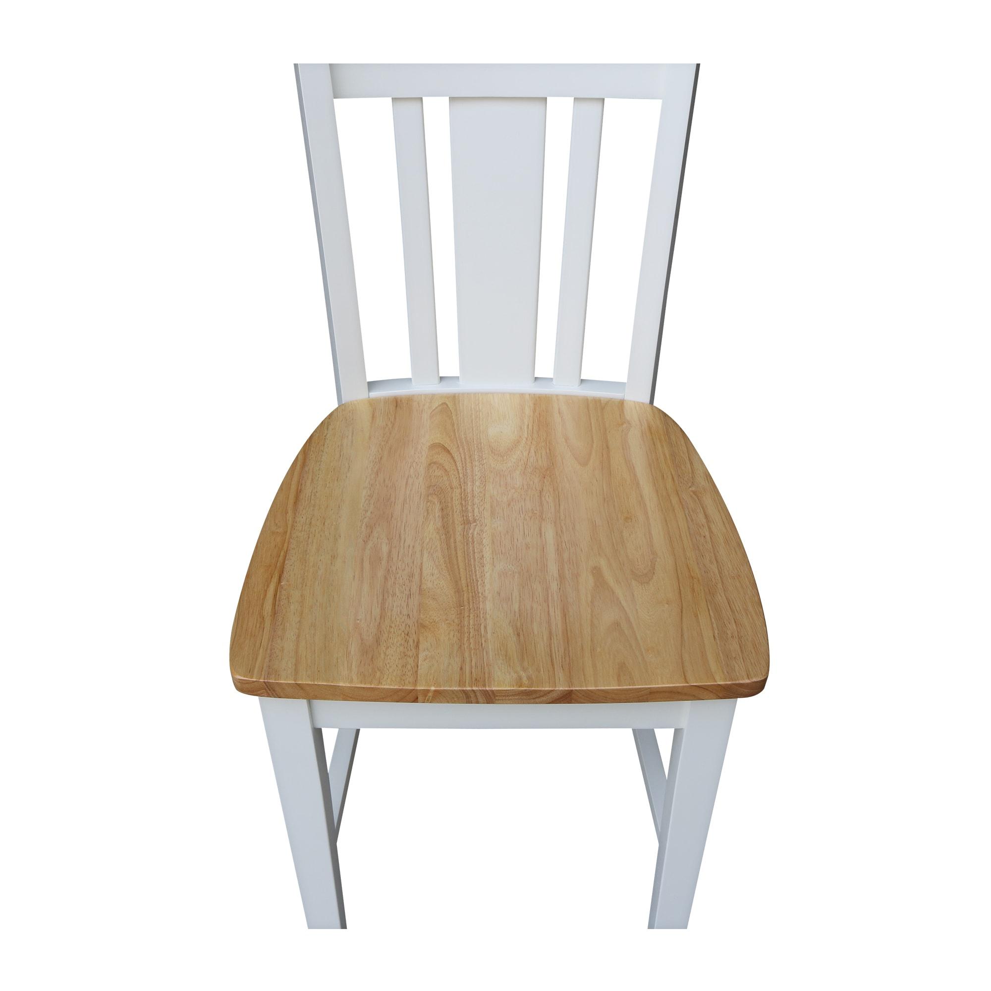 International Concepts 24" San Remo Counter Height Barstool White/Natural: Hardwood Frame, Armless Design, Fixed Seat Height