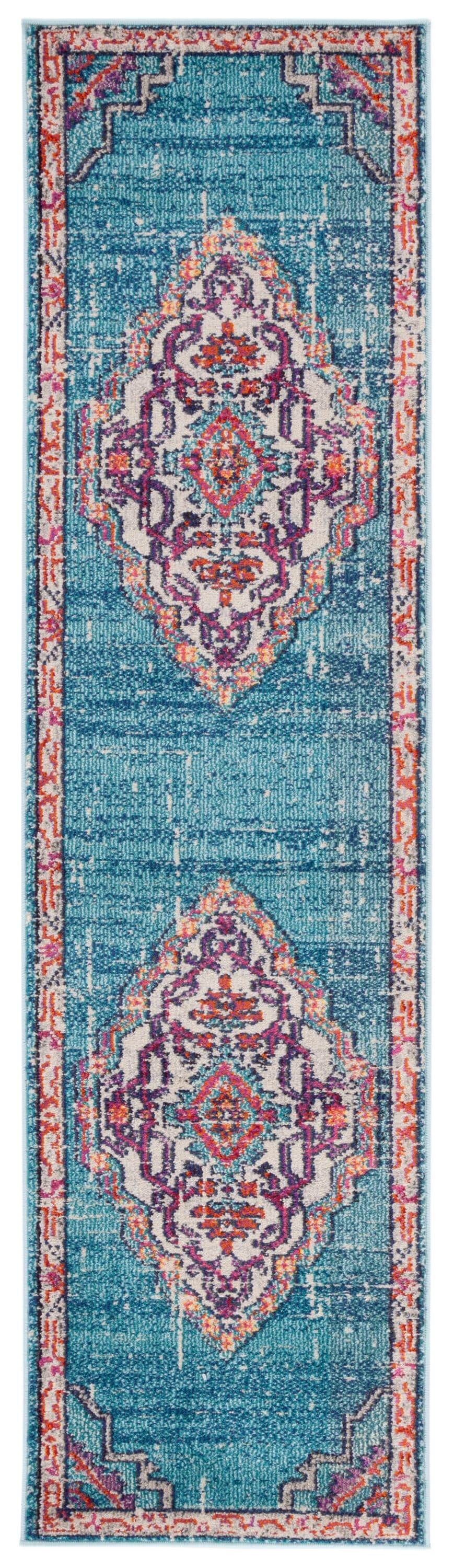 Monaco MNC254 Power Loomed Indoor Runner Rug - Blue/Multi - 2'2"x8' - Safavieh