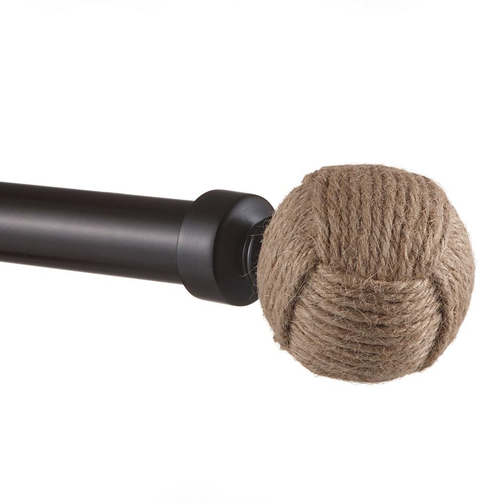 EXCLUSIVE HOME Rope Knot 1" Curtain Rod and Coordinating Finial Set, Matte Bronze, Adjustable 66"-120"
