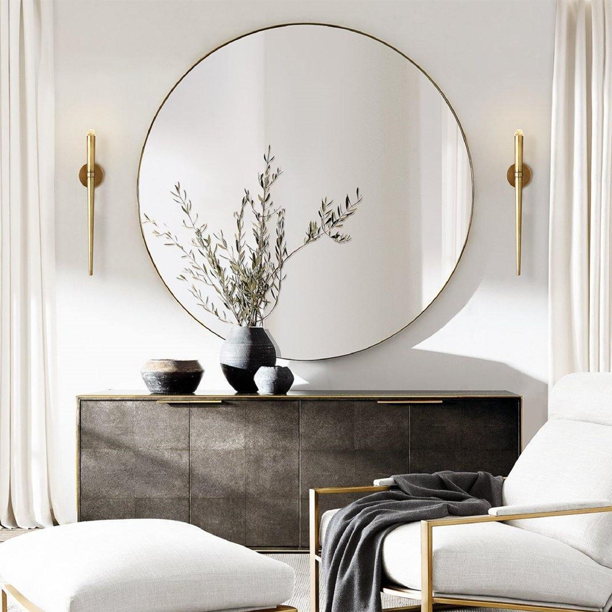 TEHOME Yolanta 30 in. W x 30 in. H Circular Round Stainless Steel Framed Wall Mounted Bathroom Vanity Mirror in Brushed Nickel