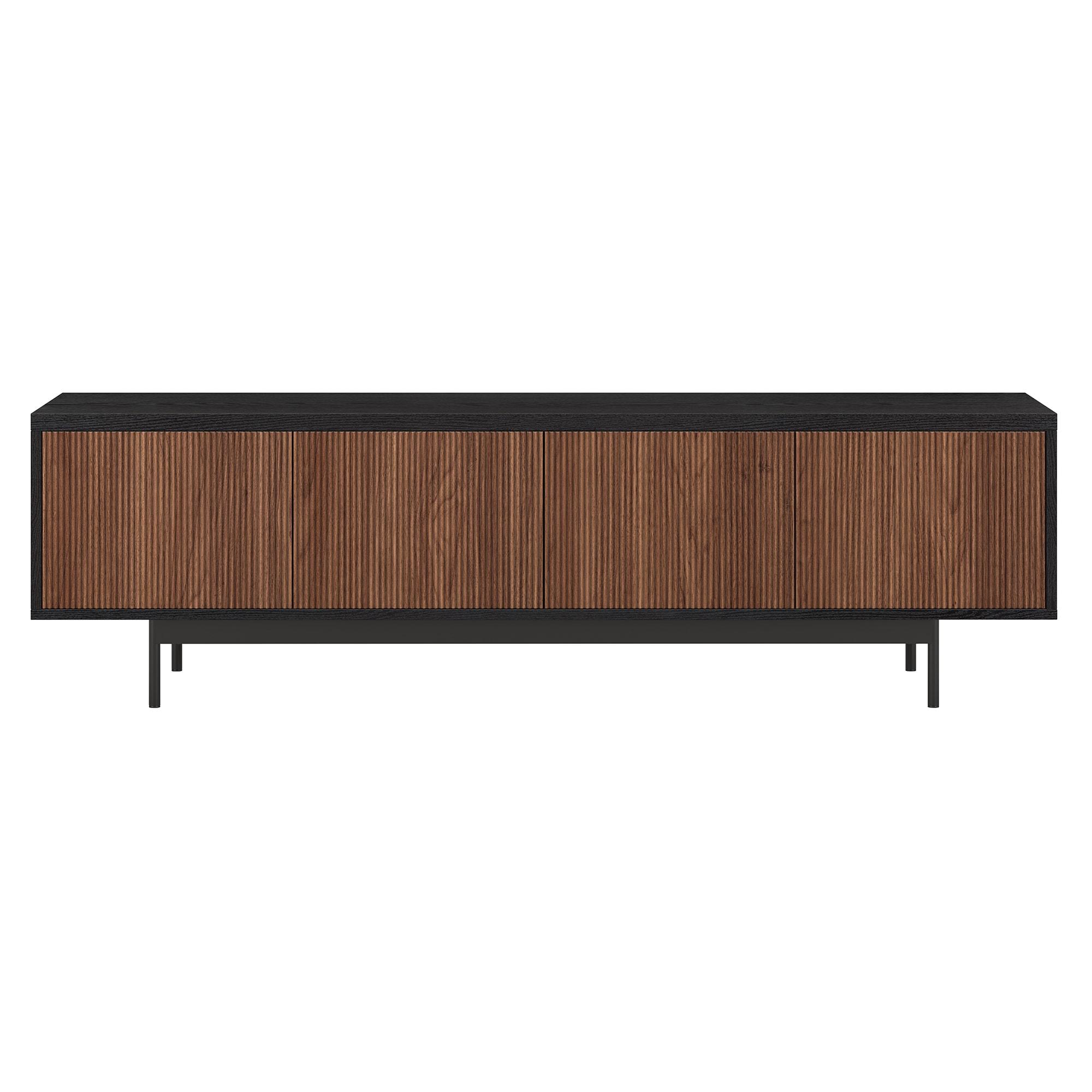 Evelyn&Zoe Whitman Transitional TV Stand For TVs up to 75", Black Grain with Satin Walnut