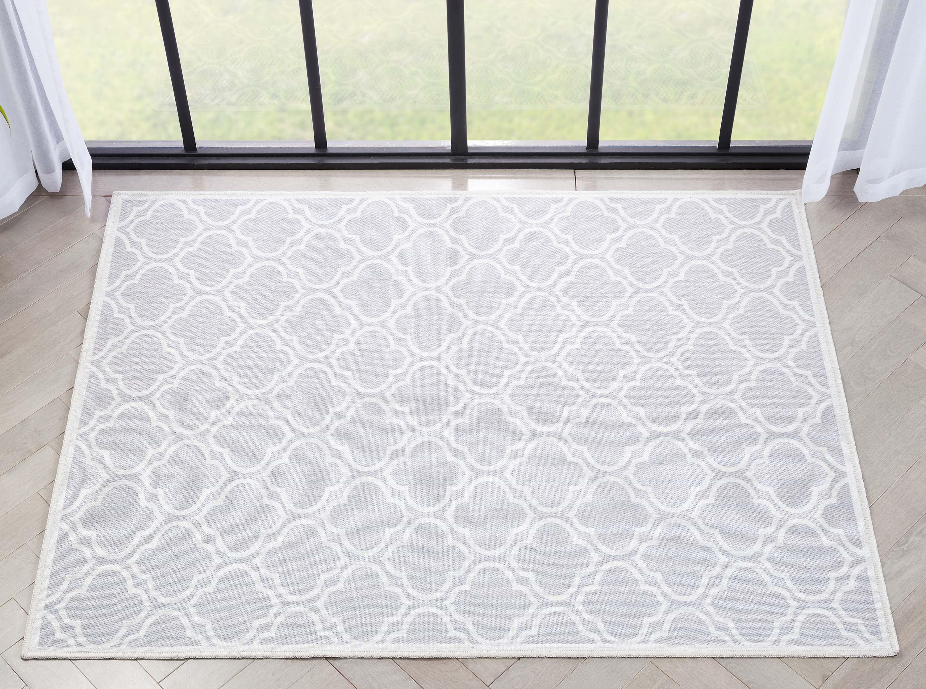 Well Woven Apollo Lattice Modern Moroccan Grey 3'11" x 5'3" Machine Washable Area Rug