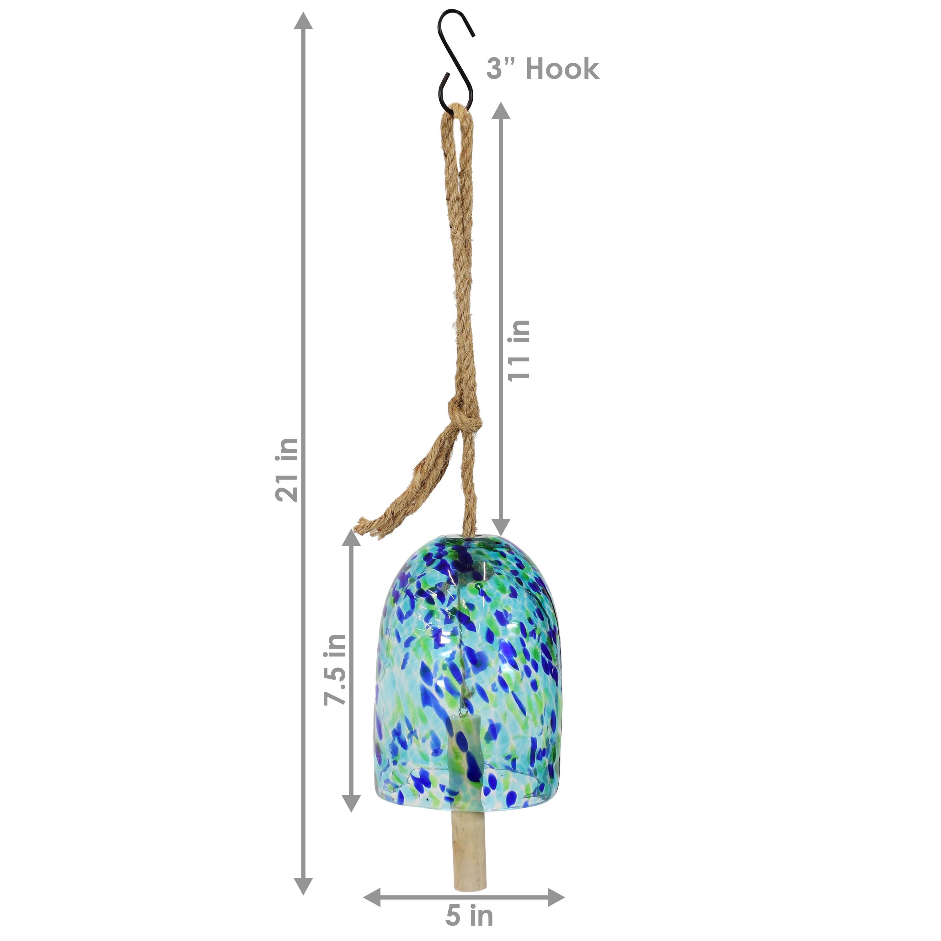 Sunnydaze Outdoor Natural Melody Glass Wind Bell Chime - 7.5" - Blue Freeze