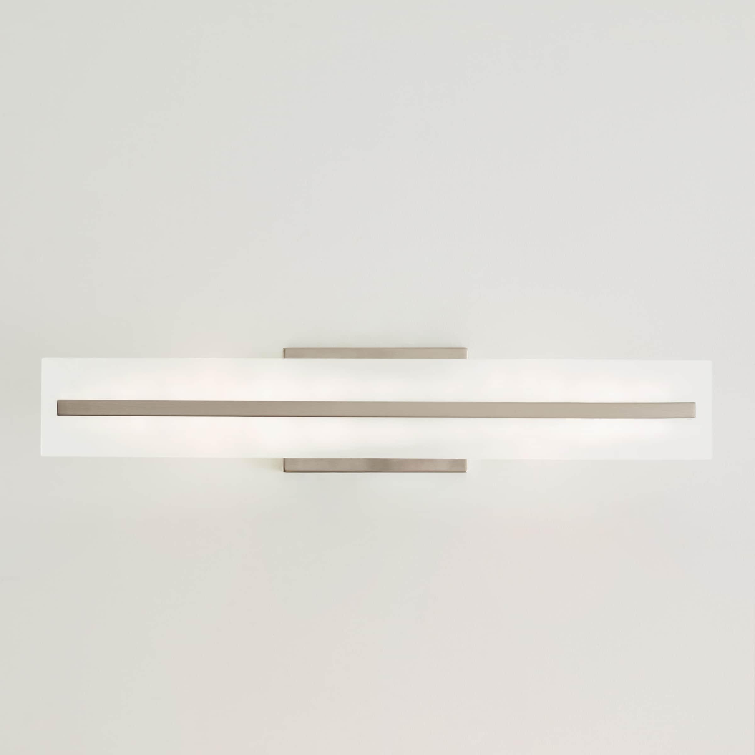 Modern Brushed Nickel 2-Light Bath Vanity with Satin Etched Glass