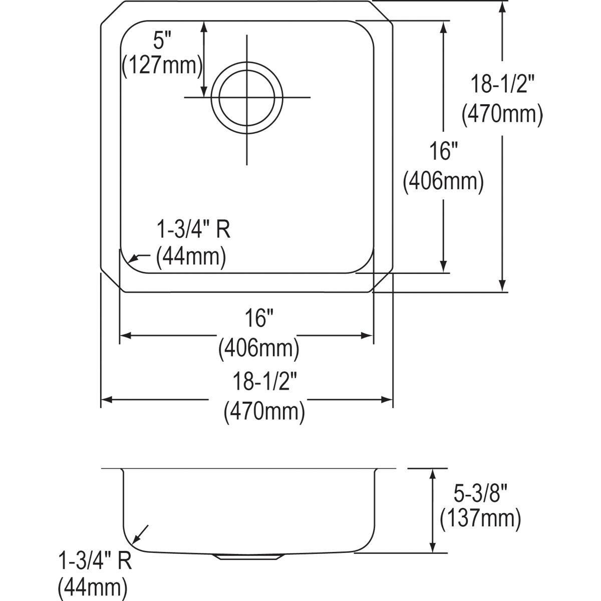 Lustertone18.5" L x 18.5" W Undermount Kitchen Sink