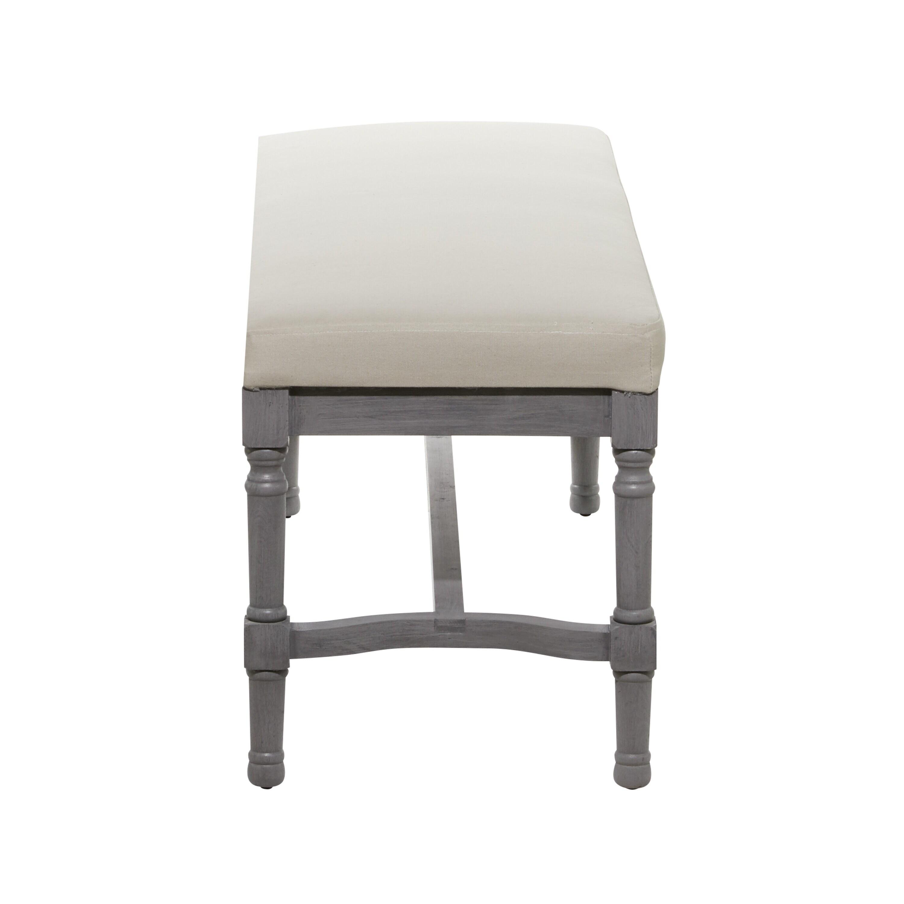 DecMode Wood Bench with Burlap Seat, Gray
