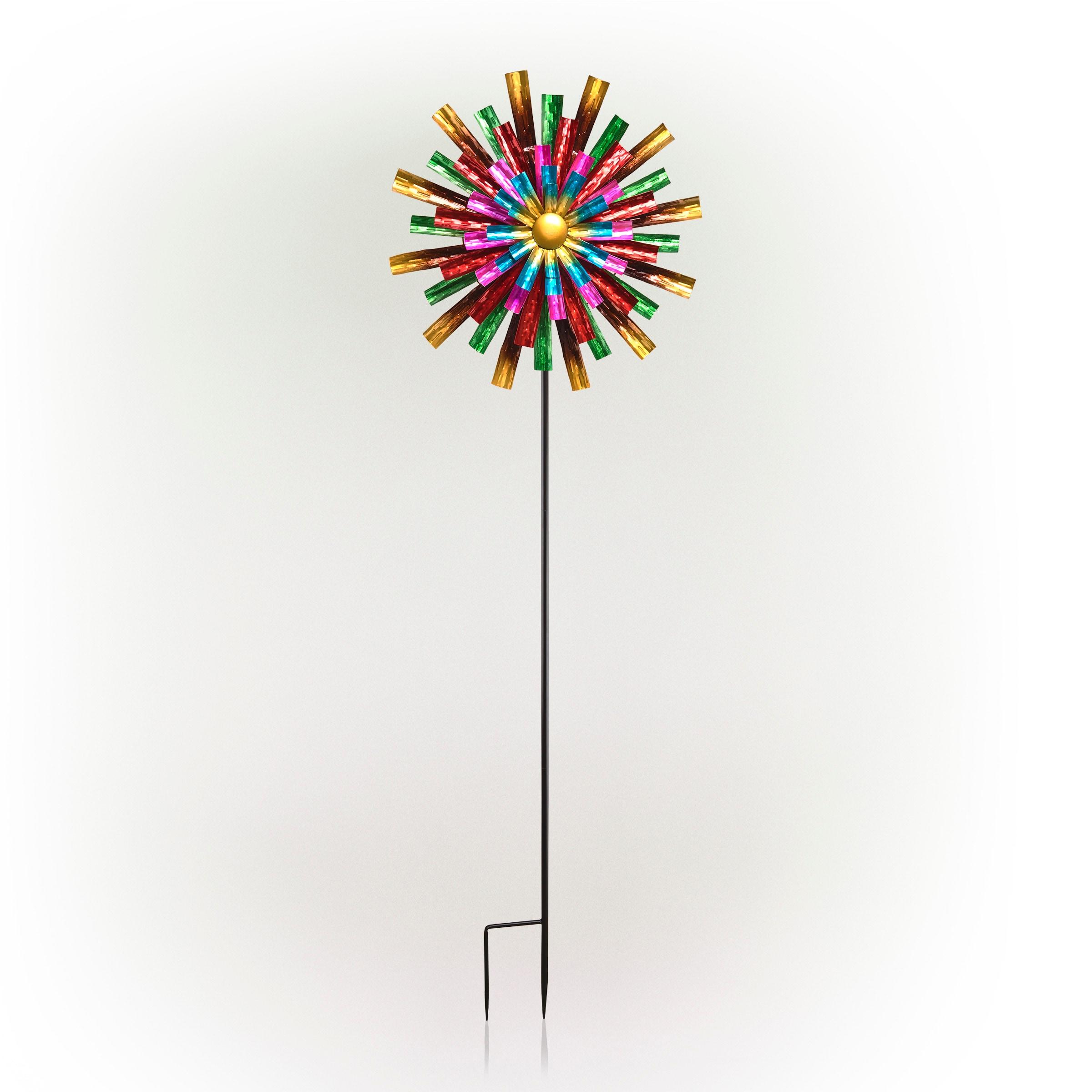 81" Multicolor Iron Prismatic Flower Wind Spinner