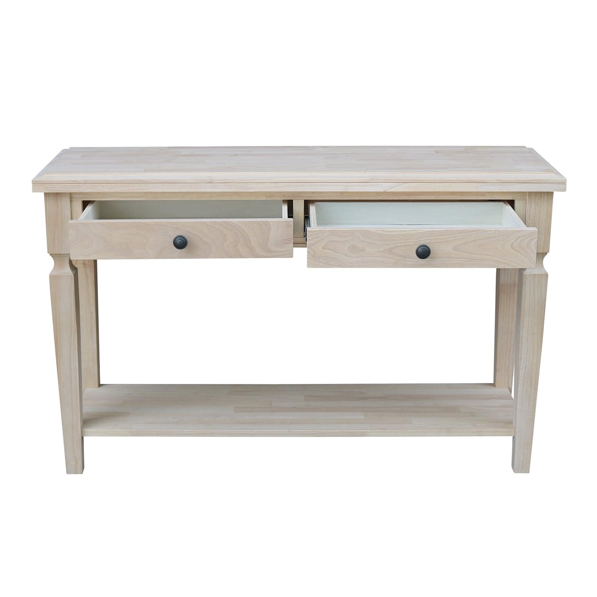 Vista Console and Sofa Table Natural - International Concepts: Durable Parawood, Modern Rectangle Design