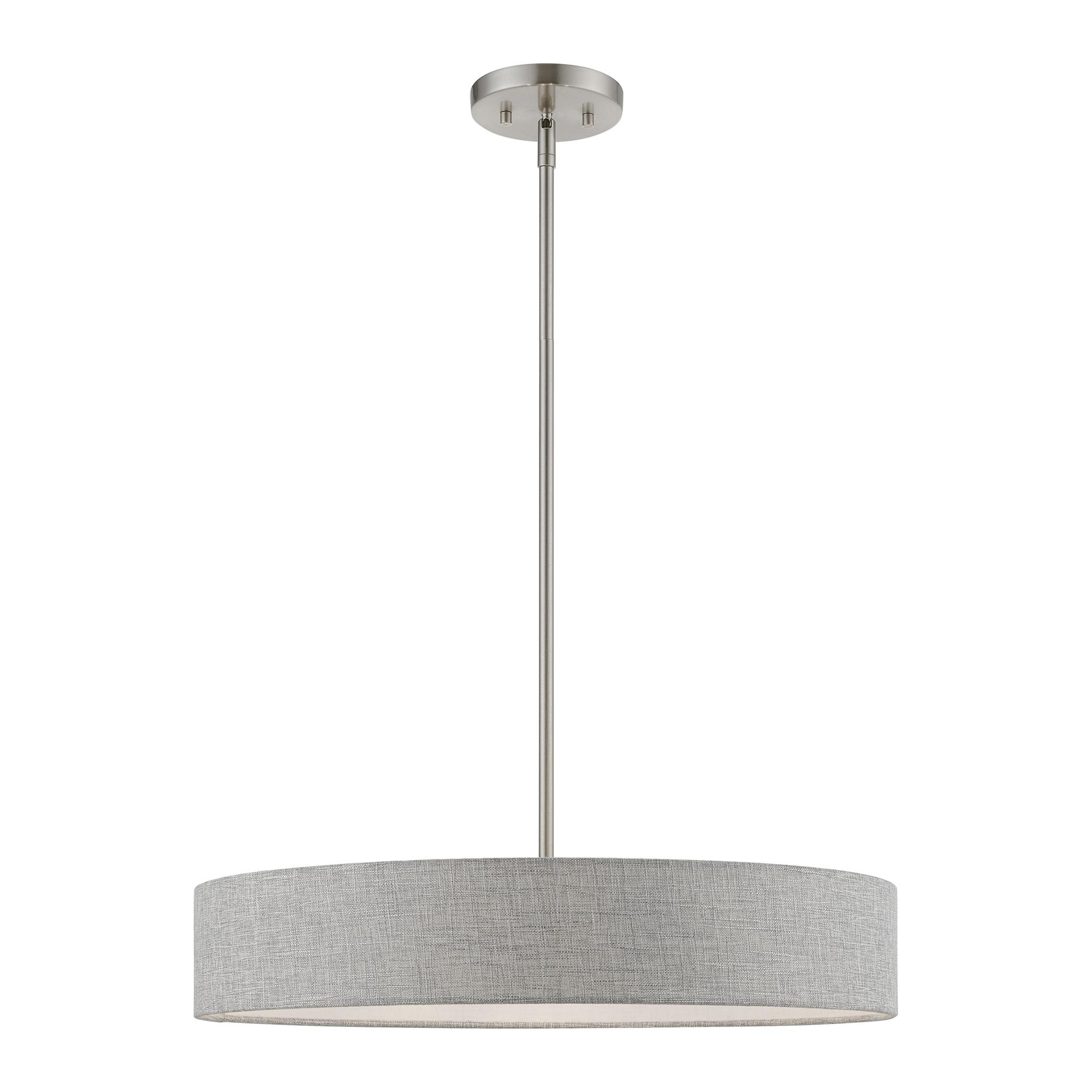 Livex Lighting Elmhurst 4 - Light Pendant in  Brushed Nickel/Shiny White