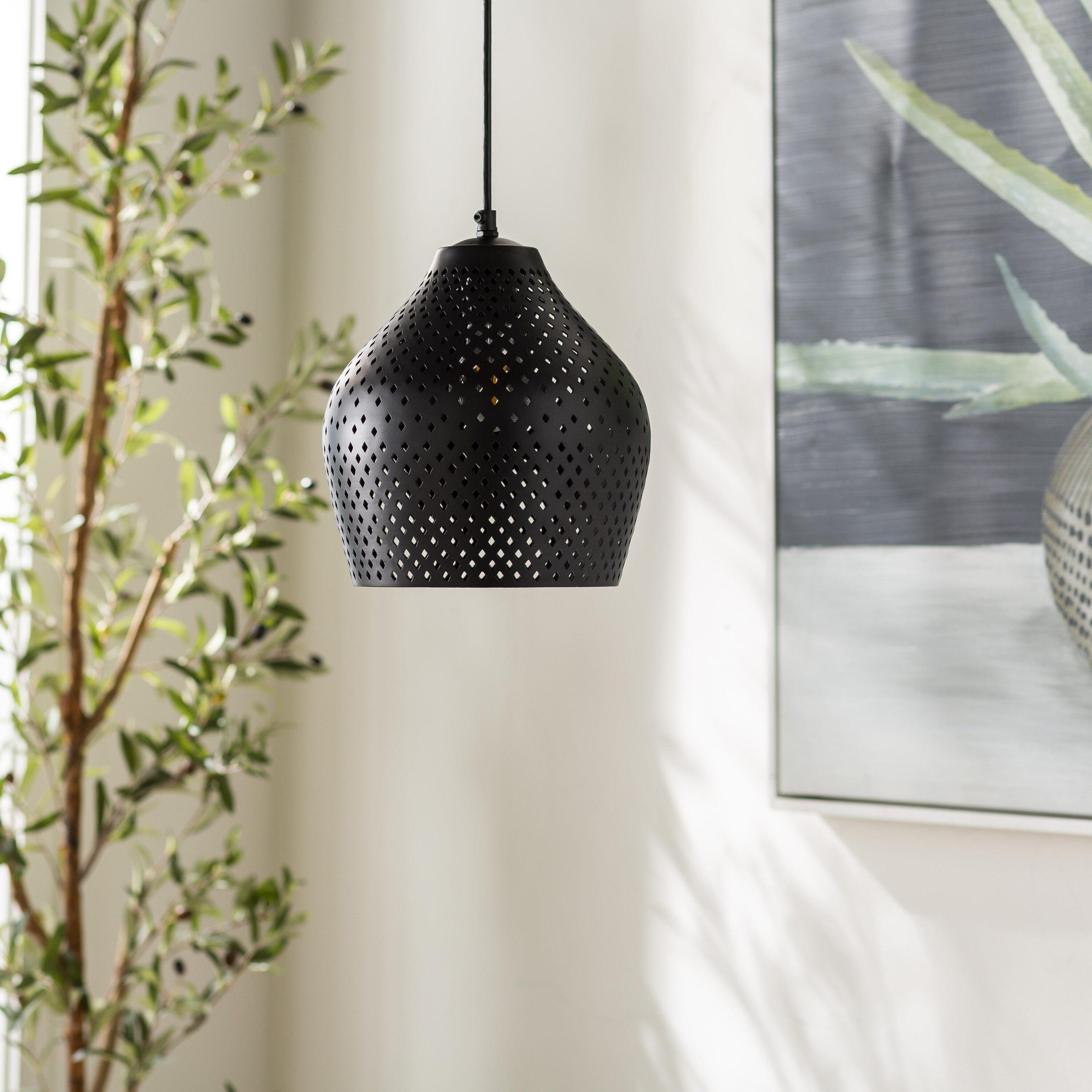 Adelaide Modern Black Metal 1-Light Pendant with Black Shade
