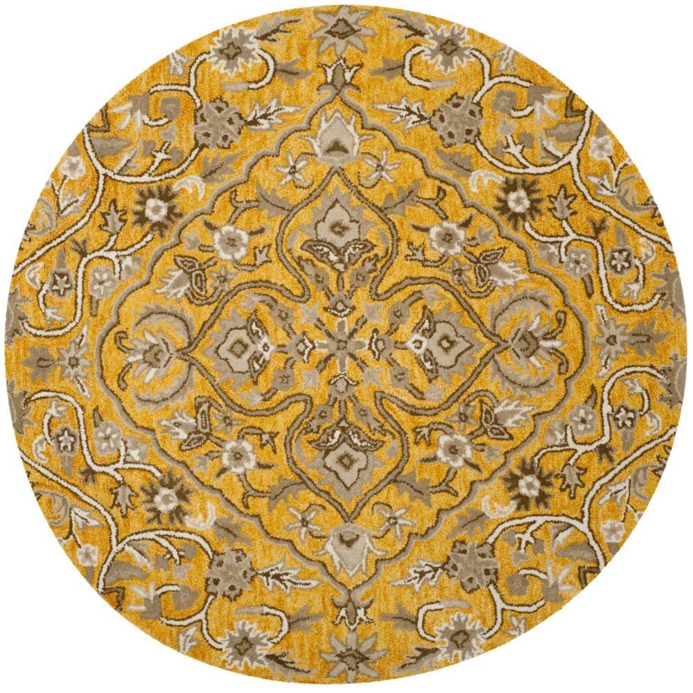 Bella BEL673 Hand Tufted Area Rug - Gold/Taupe - 5' round - Safavieh.