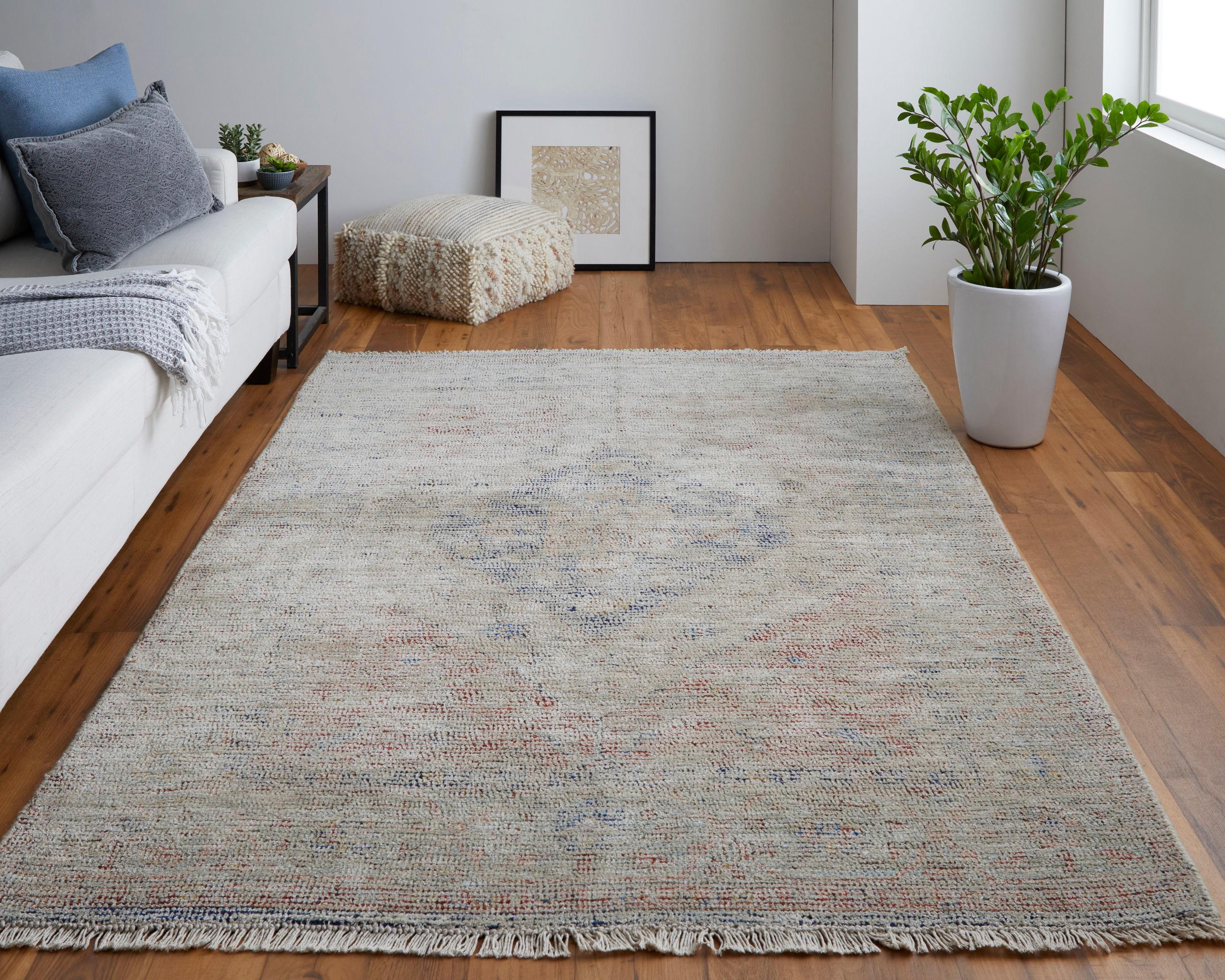 Caldwell Transitional Distressed Ivory/Blue/Red Area Rug