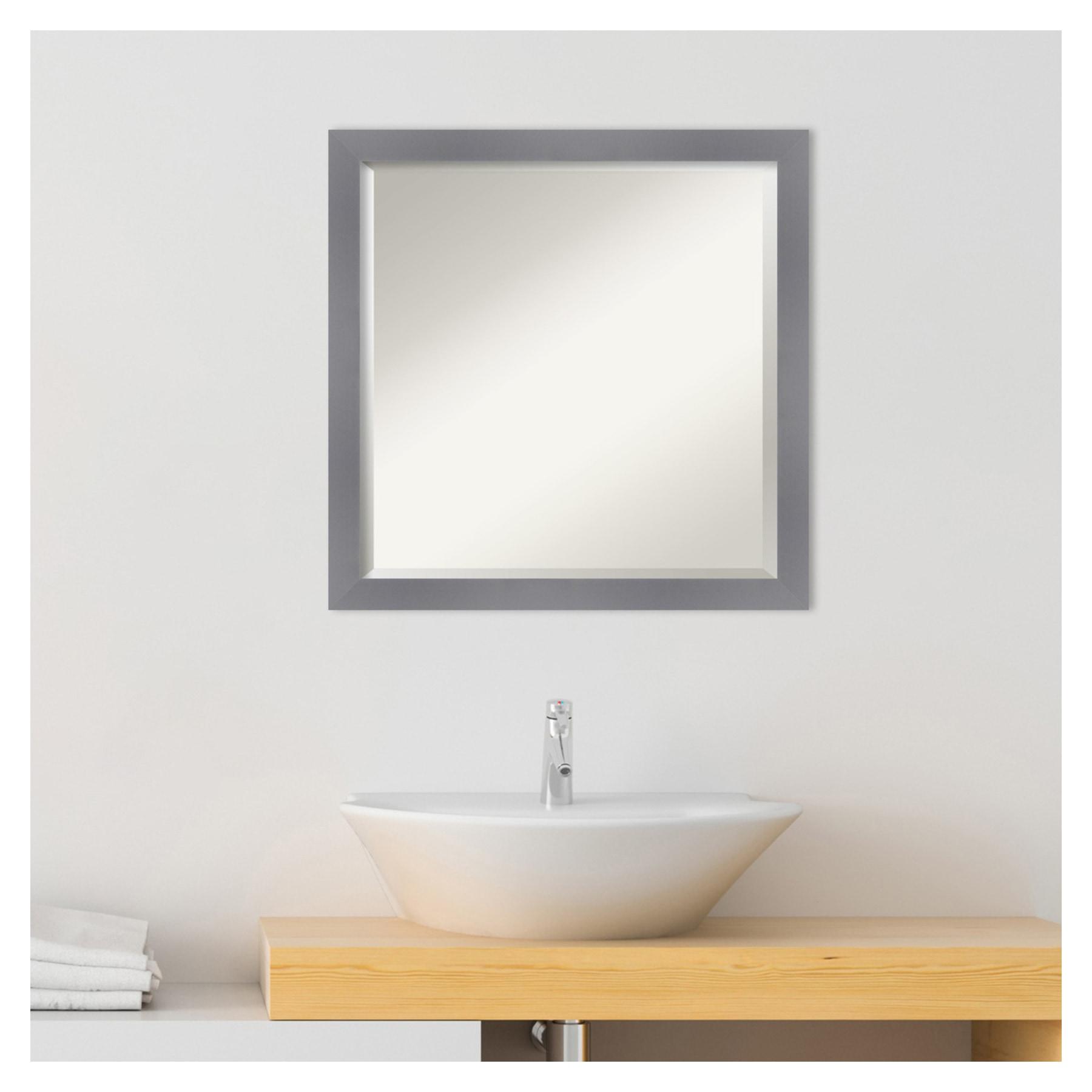 Edwin Grey 22.5" Square Wood Bathroom Vanity Mirror