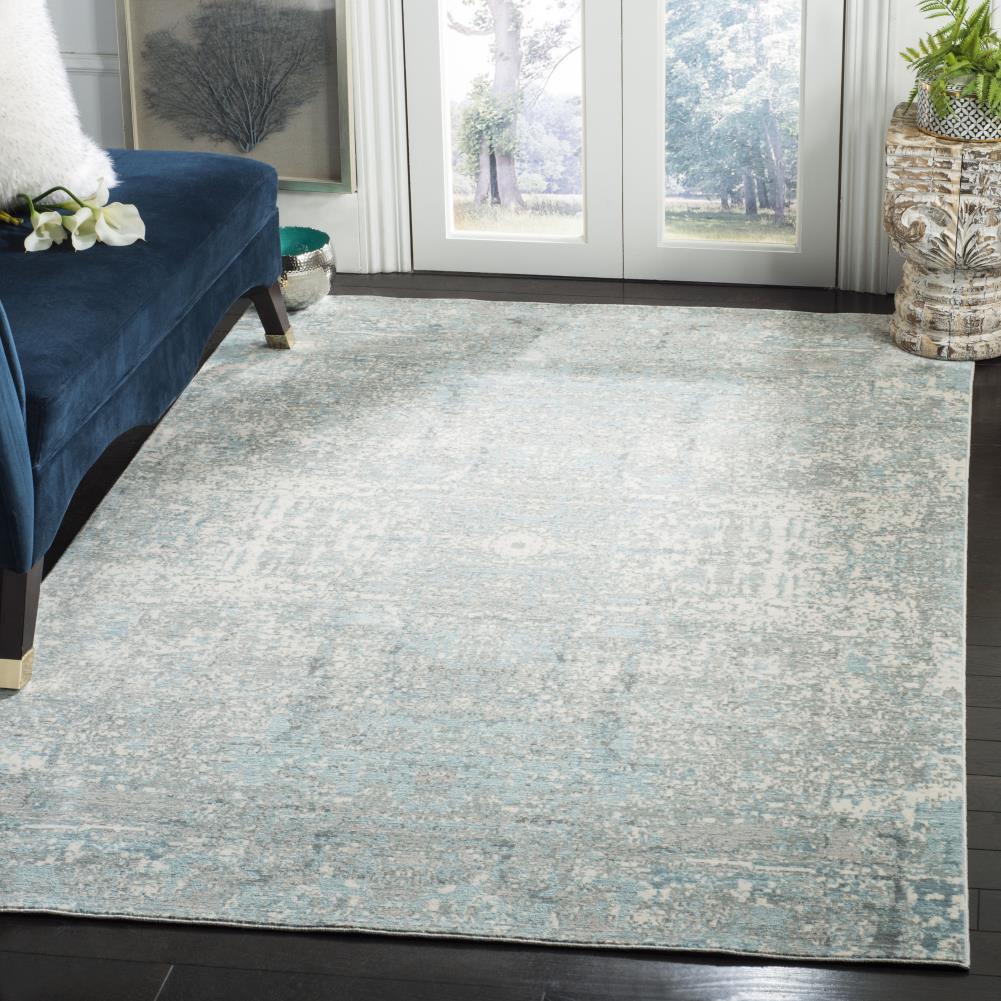 Mystique MYS971 Power Loomed Area Rug Teal / Multi 4' X 6' - Safavieh.