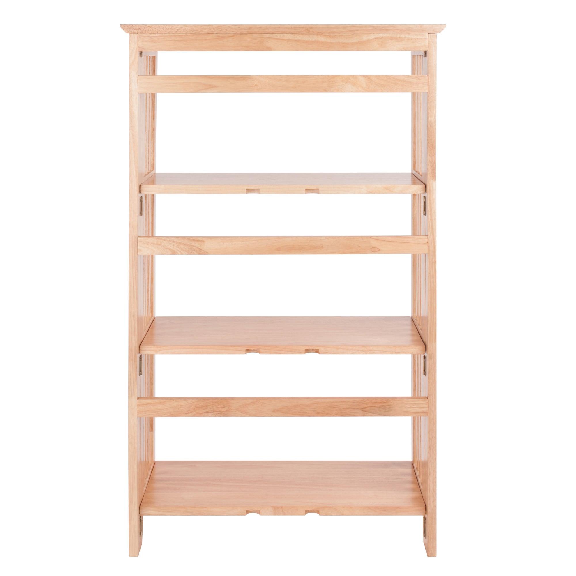 42" 4 Tier Foldable Bookshelf Natural - Winsome: Beech Wood, Slatted-Side, Home Office Storage