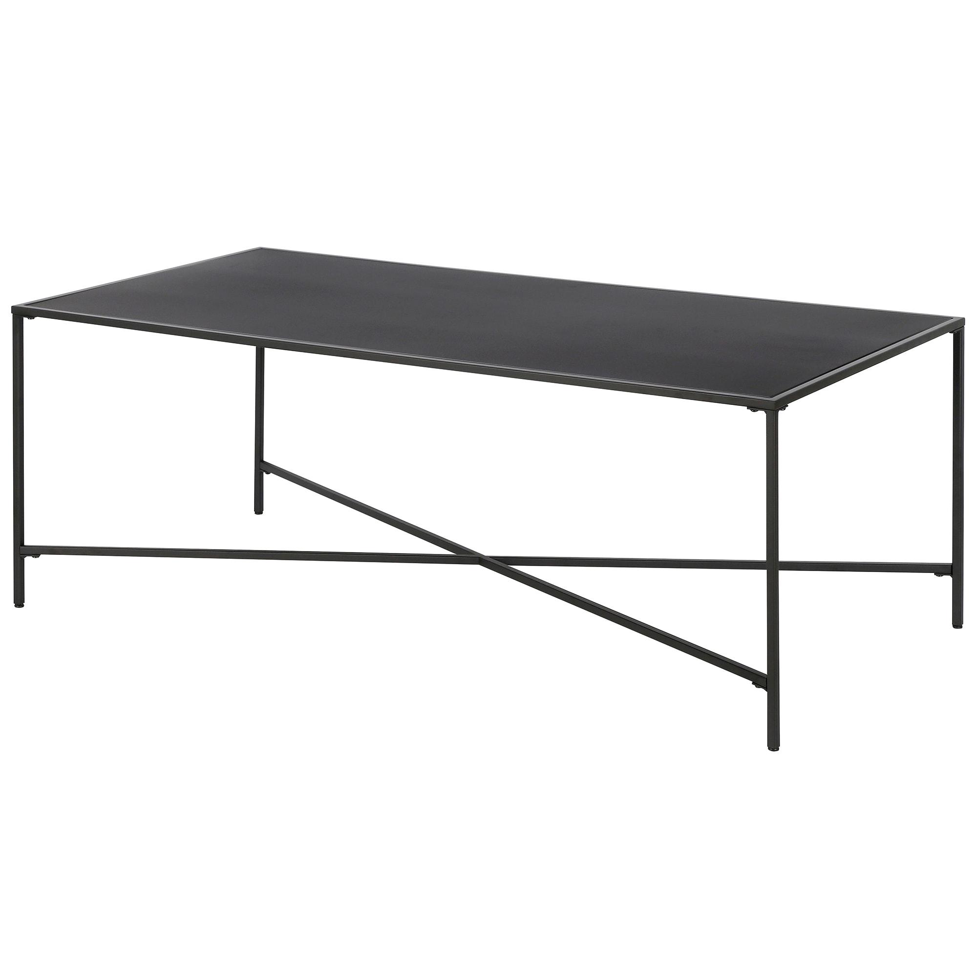 Evelyn&Zoe Henley 48" Wide Rectangular Coffee Table with Metal Top, Blackened Bronze