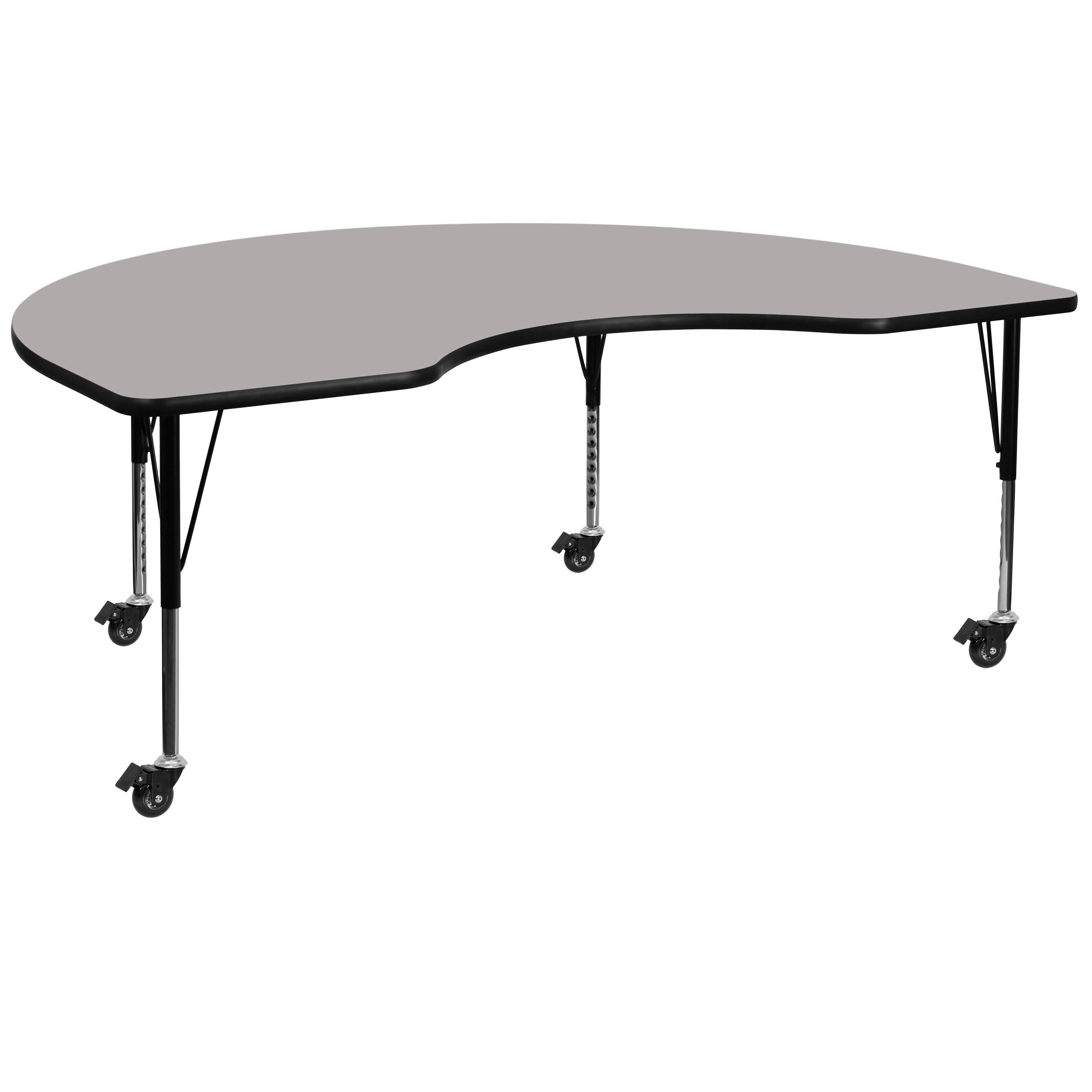 Goddard 48''W x 72''L Kidney HP Laminate Activity Table - Adjustable Legs