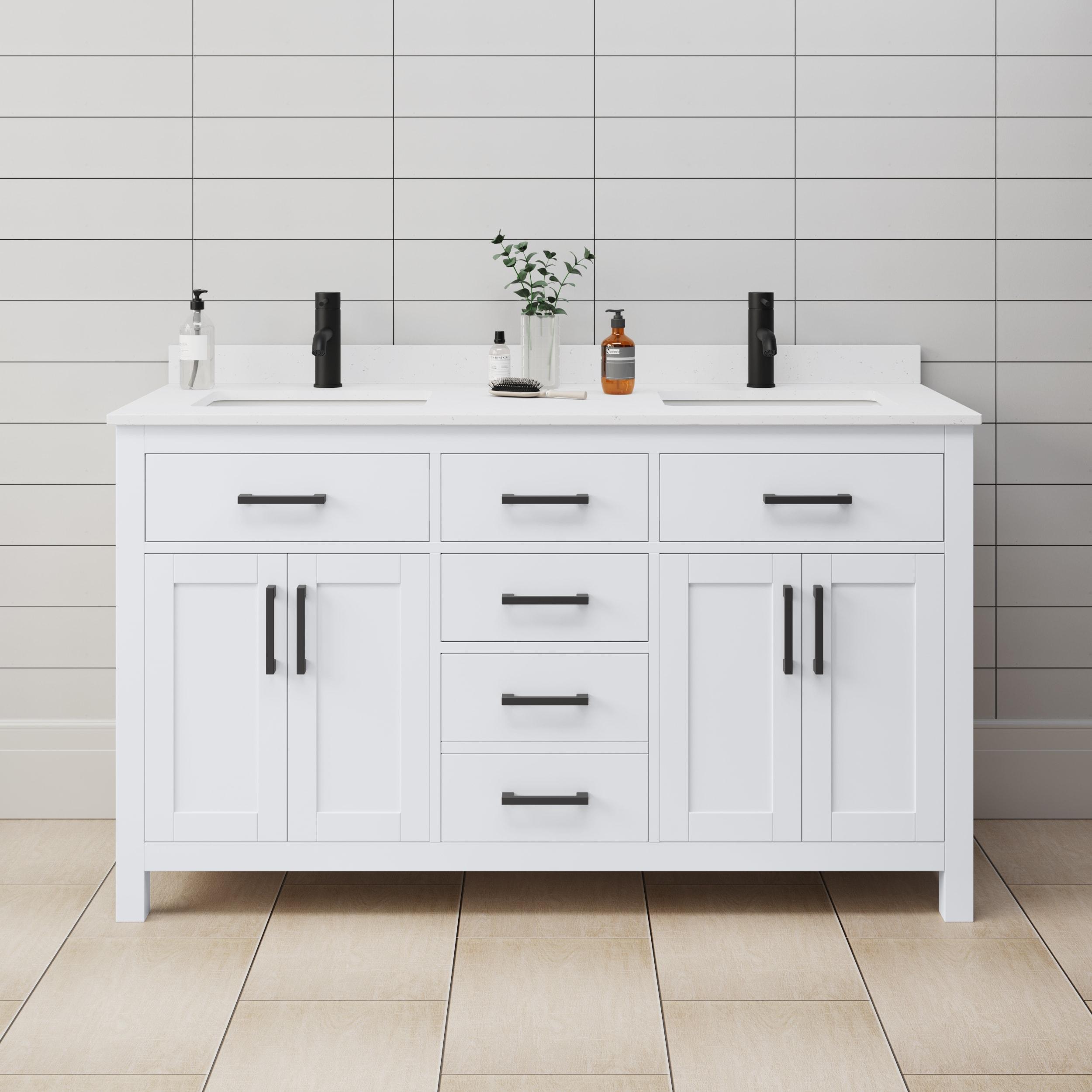 Beckett 60" Freestanding Double Bathroom Vanity with Cultured Marble Top