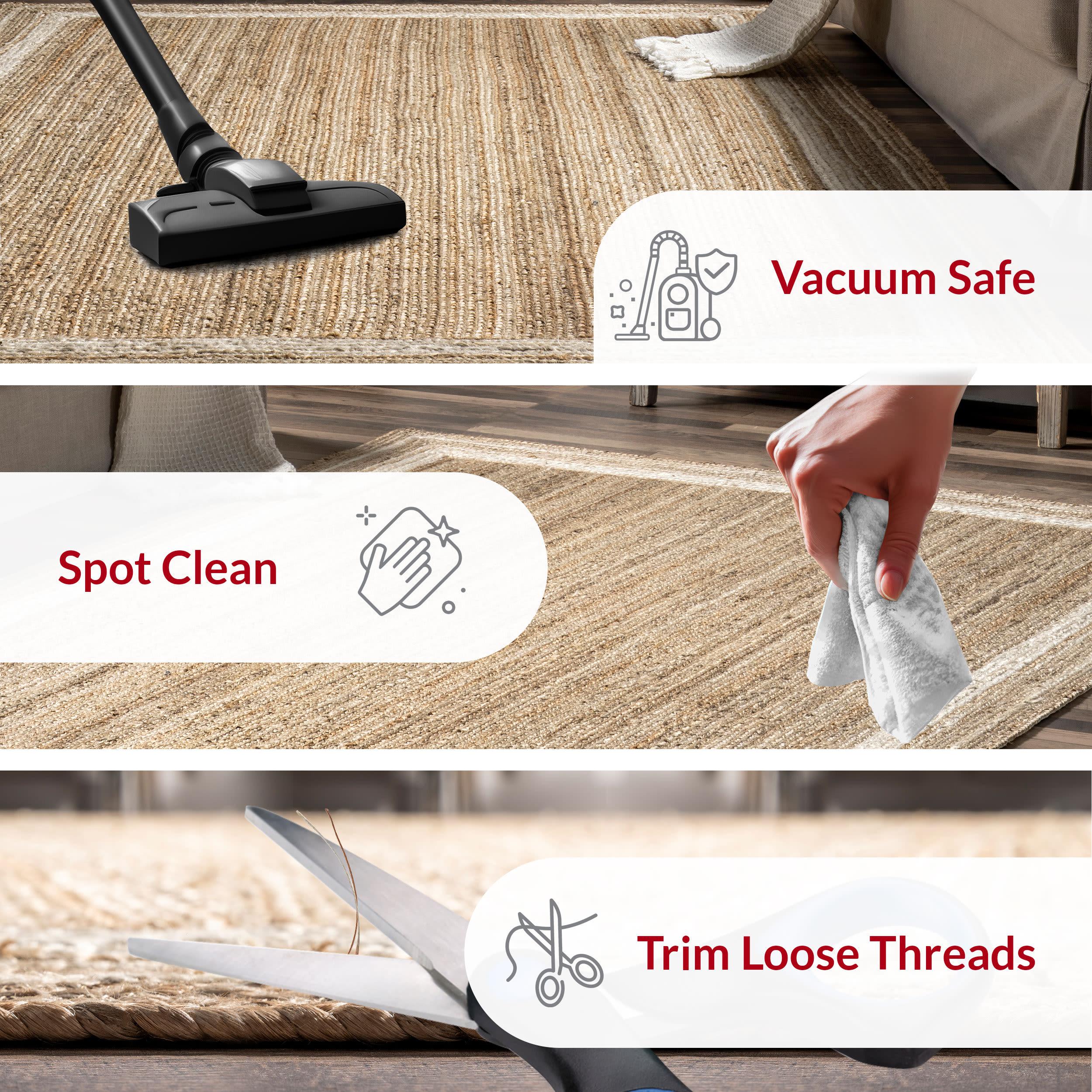 Nuloom Rikki Bordered 6x9 Jute Indoor Area Rug for Dining Room Rug Neutral Rug Living Room Rug Kitchen, Off White/Natural