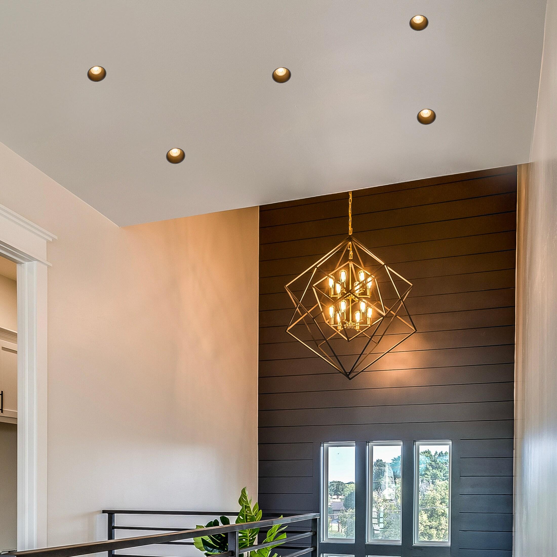 Maxxima 2 in. Trimless Slim Round Recessed Anti-Glare LED Downlight, Black, Canless IC Rated, 600 Lumens, 5 CCT 2700K-5000K