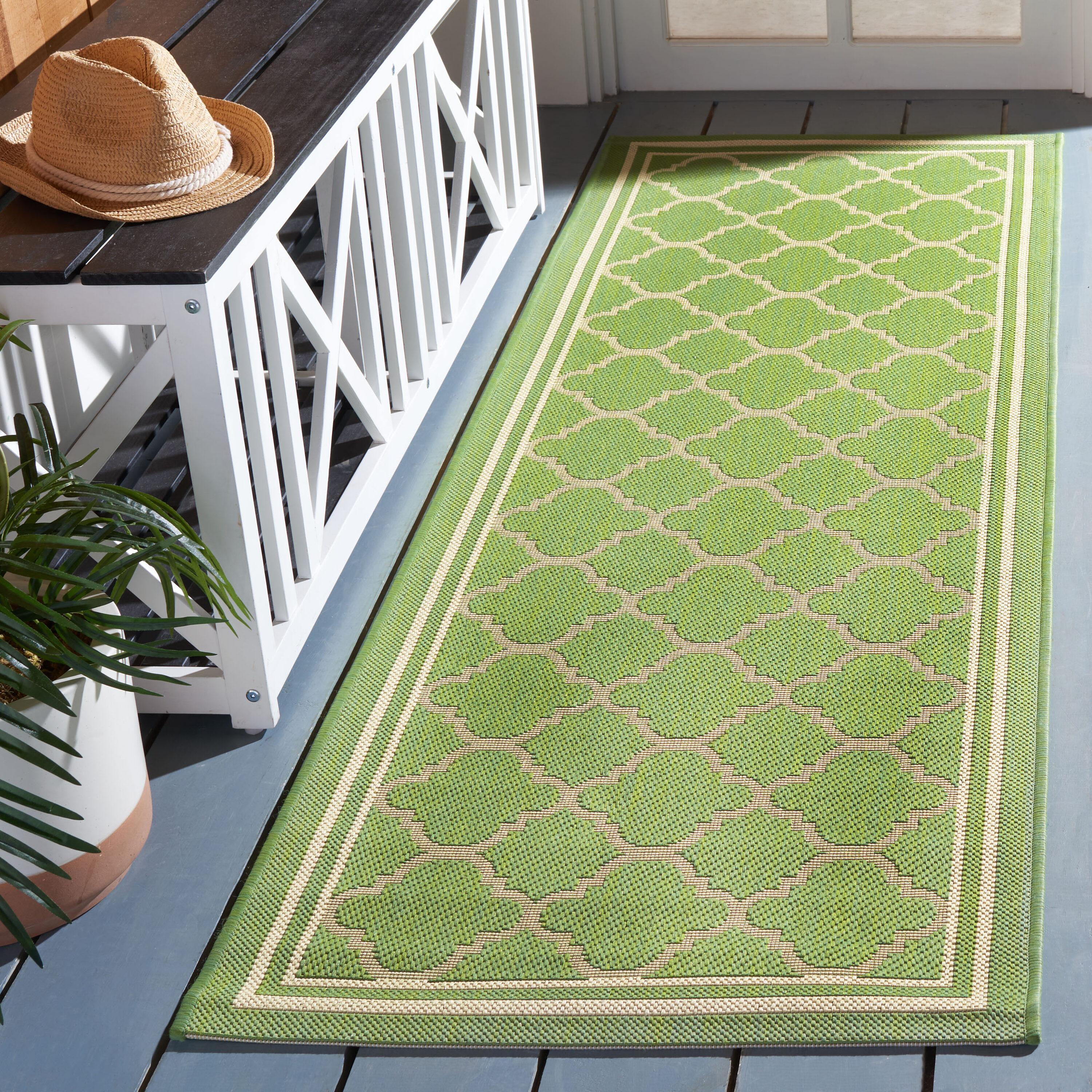 Courtyard CY6918 Power Loomed Indoor/Outdoor Runner Rug - Green/Beige - 2'3"x16' - Safavieh.