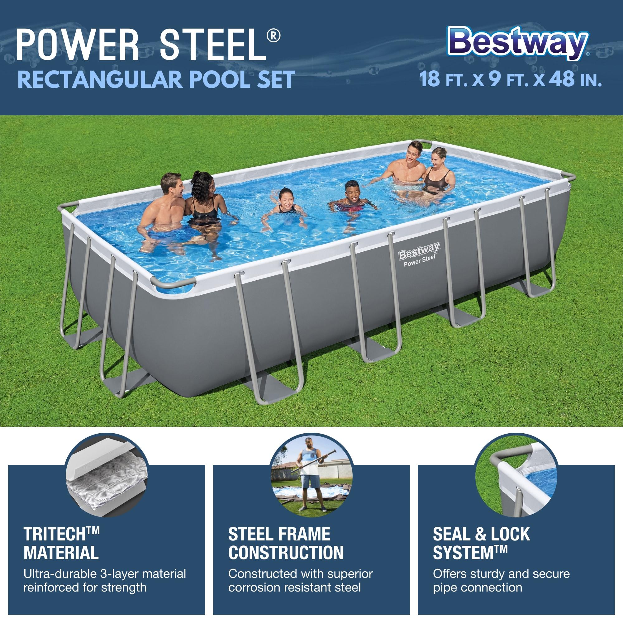 Bestway Power Steel 18' x 9' x 48" Rectangular Above Ground Pool Set