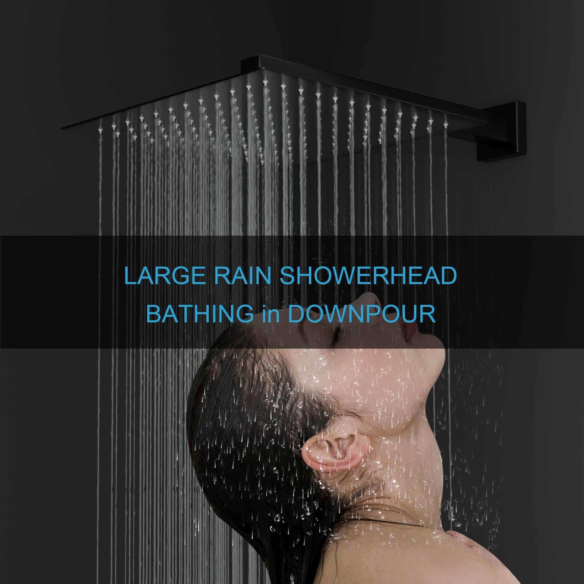 12 inch Square Stainless Steel Bathroom Top Spray Shower Head,Matte Black
