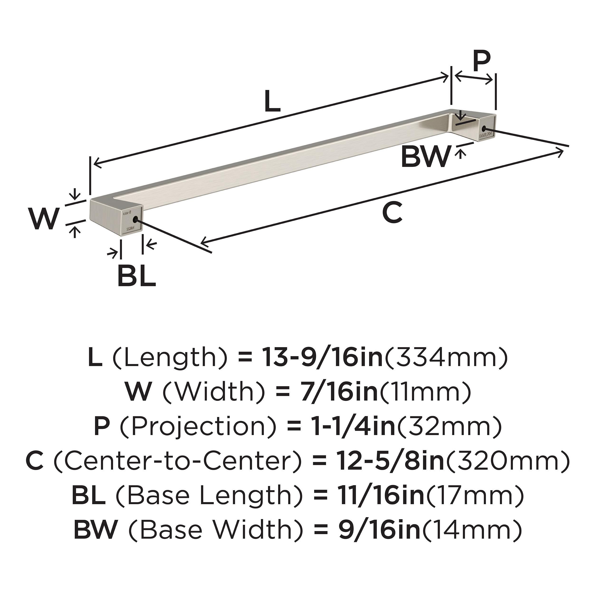 Amerock Blackrock 12-5/8 inch (320mm) Center-to-Center Satin Nickel Cabinet Pull