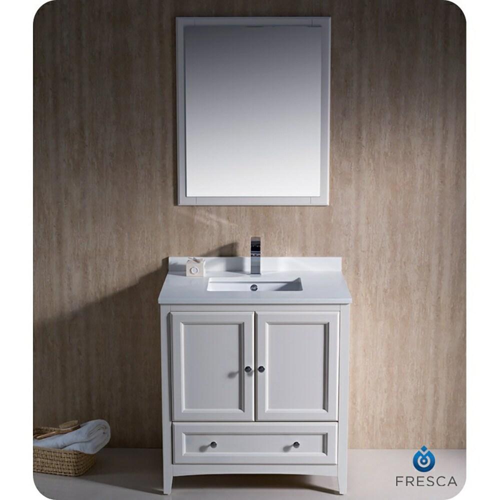 Antique White Engineered Wood Freestanding Bathroom Vanity Base Cabinet