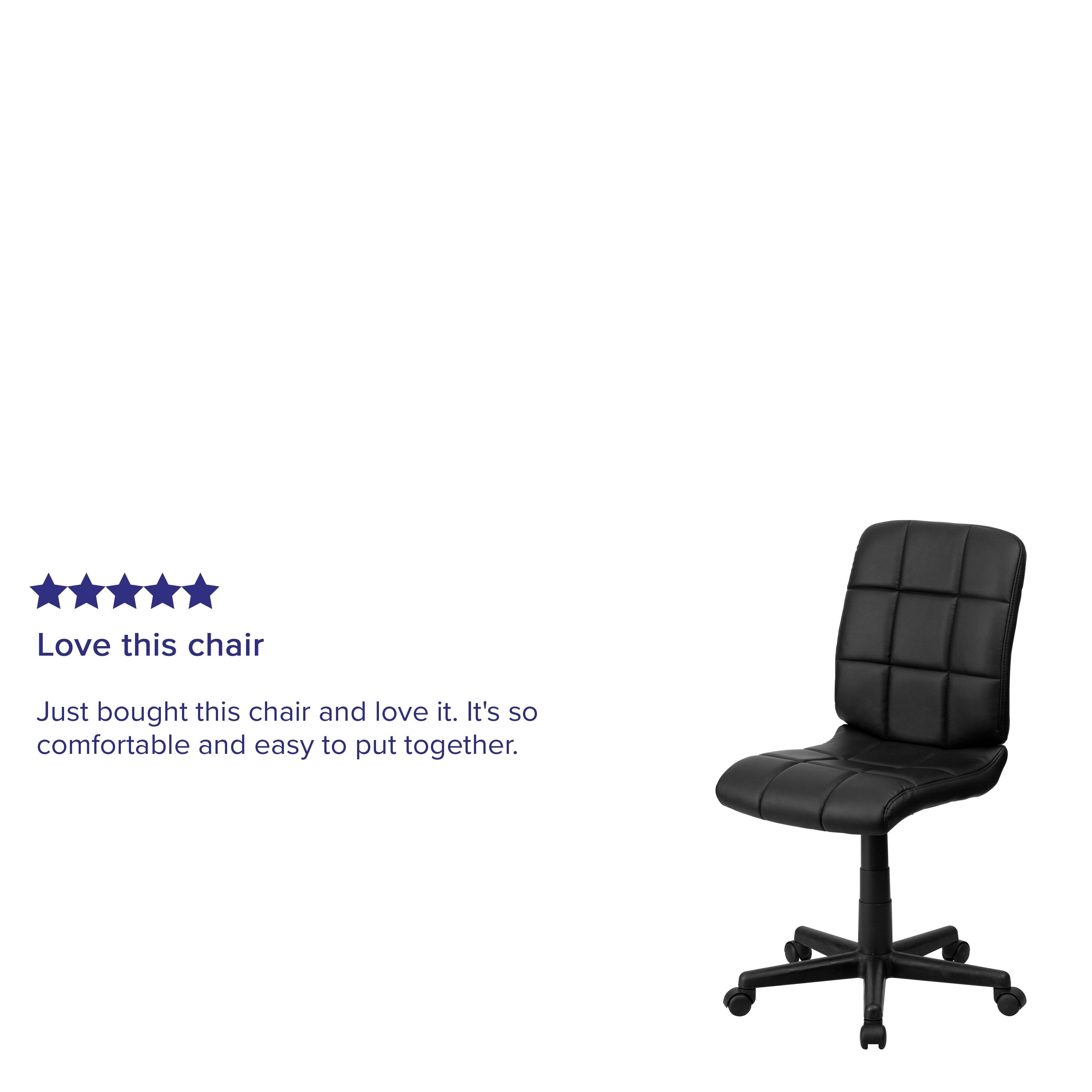 Flash Furniture Clayton Mid-Back Tufted Vinyl Upholstered Swivel Desk Chair with Padded Seat, Black