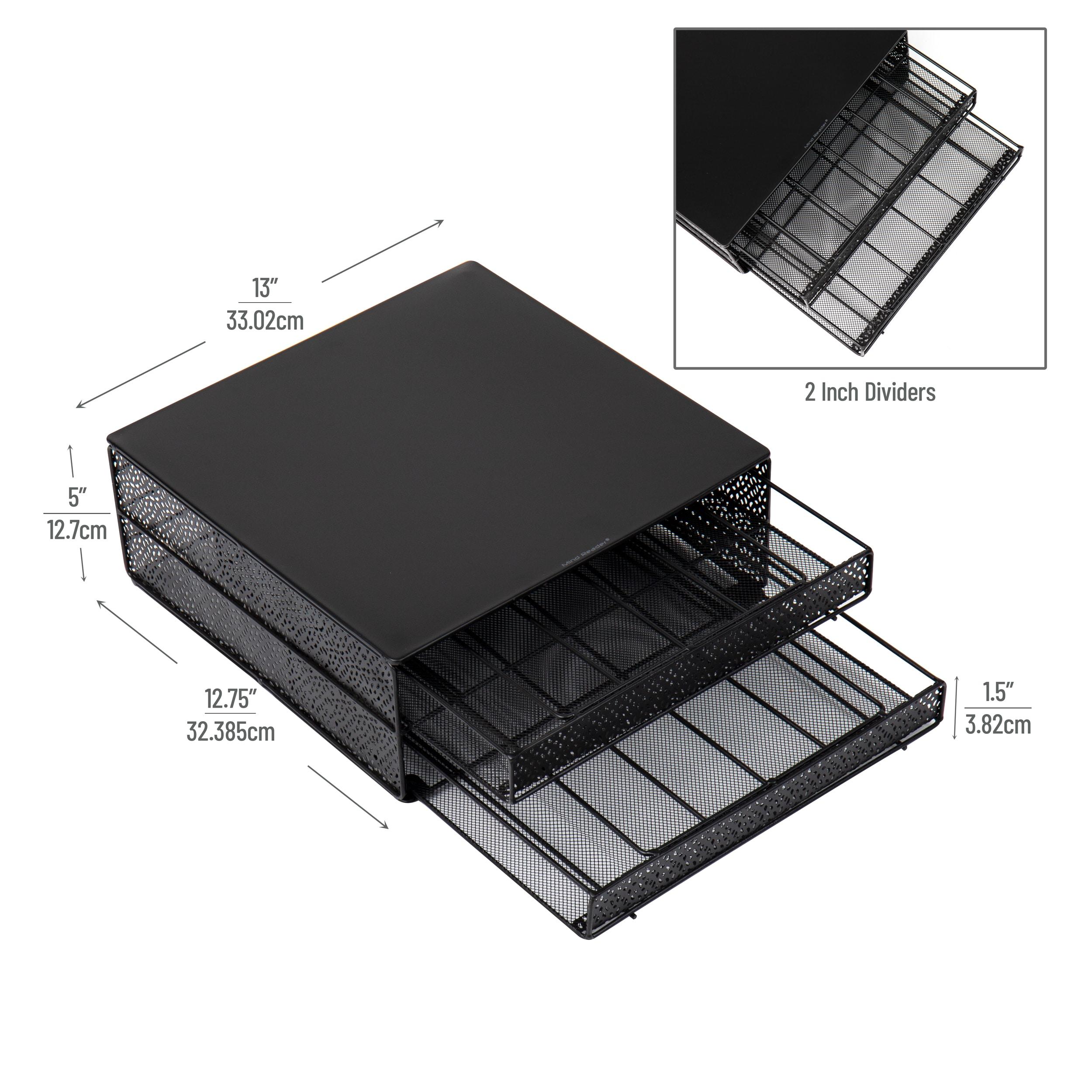 Mind Reader Single Serve Coffee Pod Organizer with 2 Drawers, 72 Pod Capacity, Metal Mesh, 13"L x 12.75"W x 5"H