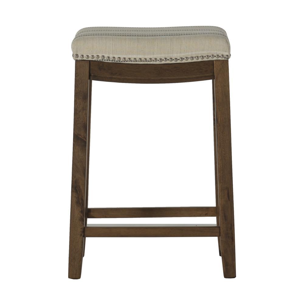 Claridge 26" Backless Saddle-Style Brown Wood Counter Stool