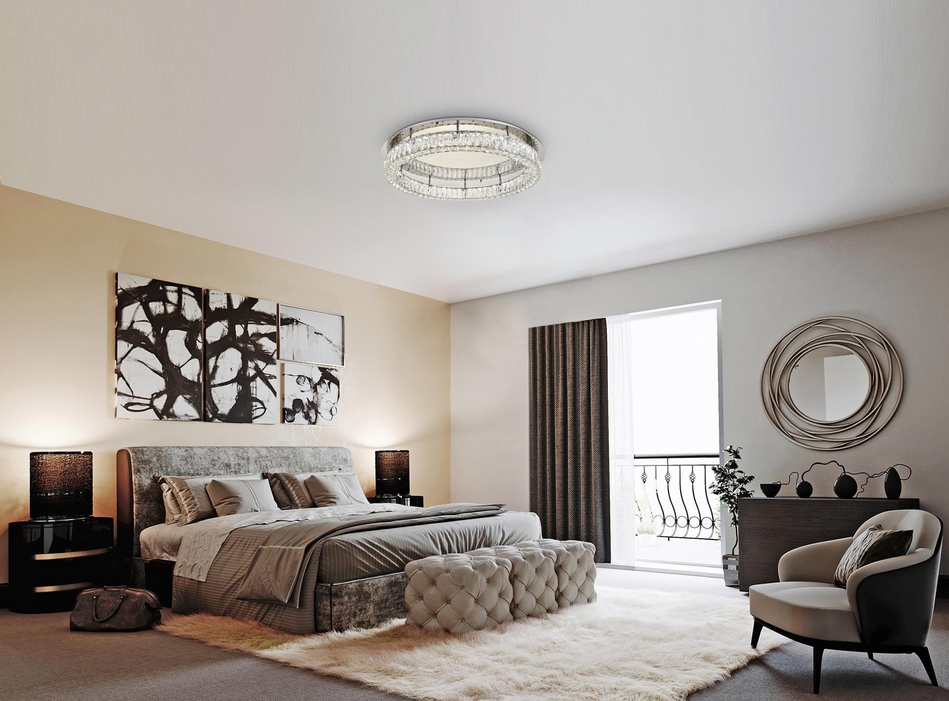 Monroe LED light Chrome Flush Mount Clear Royal Cut Crystal